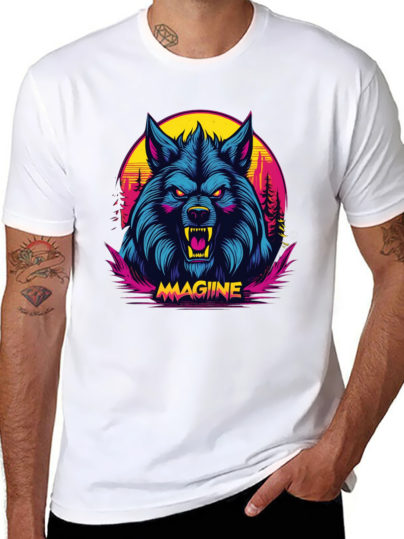 MAGIINE Wolf Graphic Tee - Retro Style