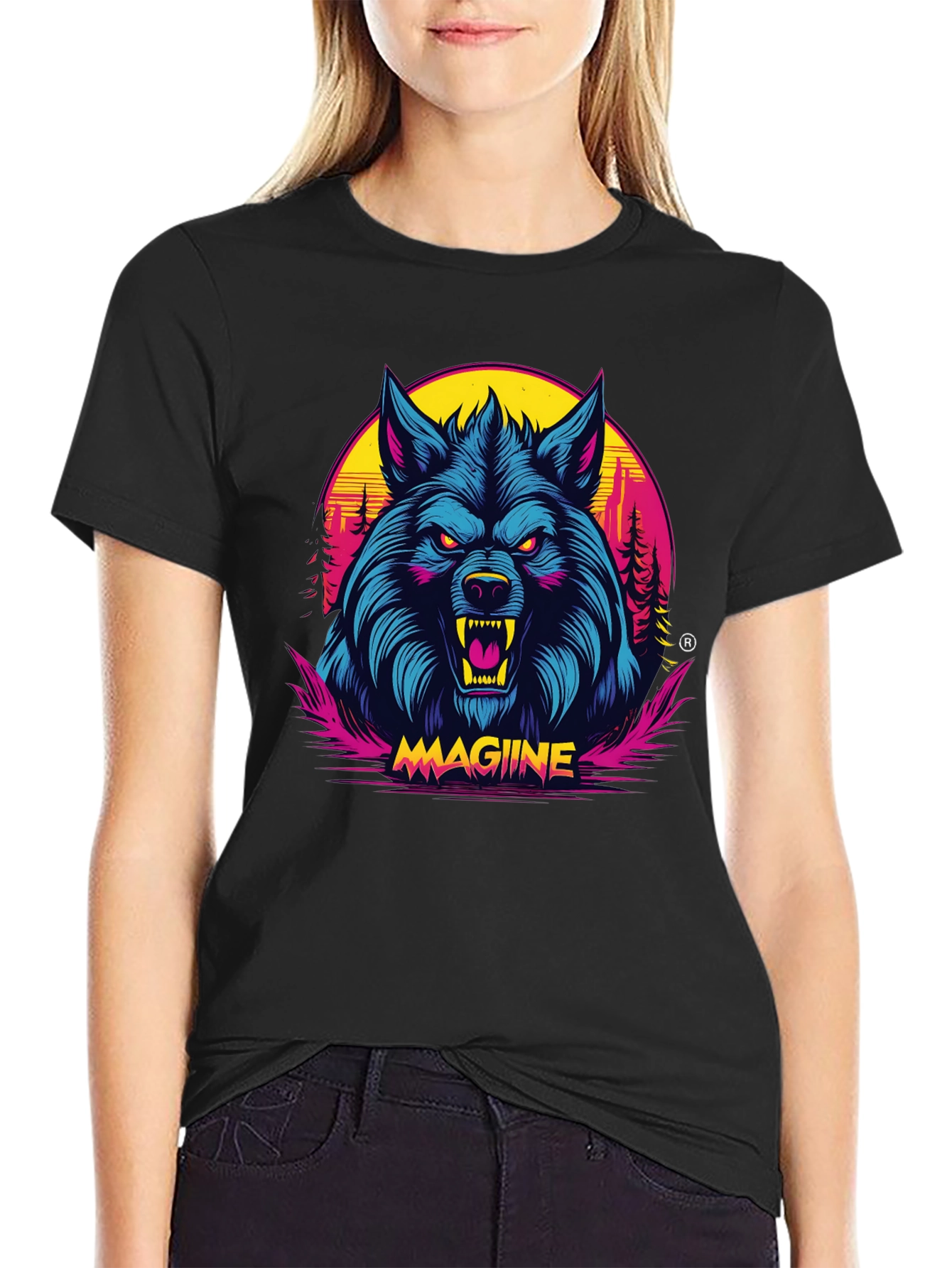 MAGIINE Wolf Graphic Tee - Retro Style