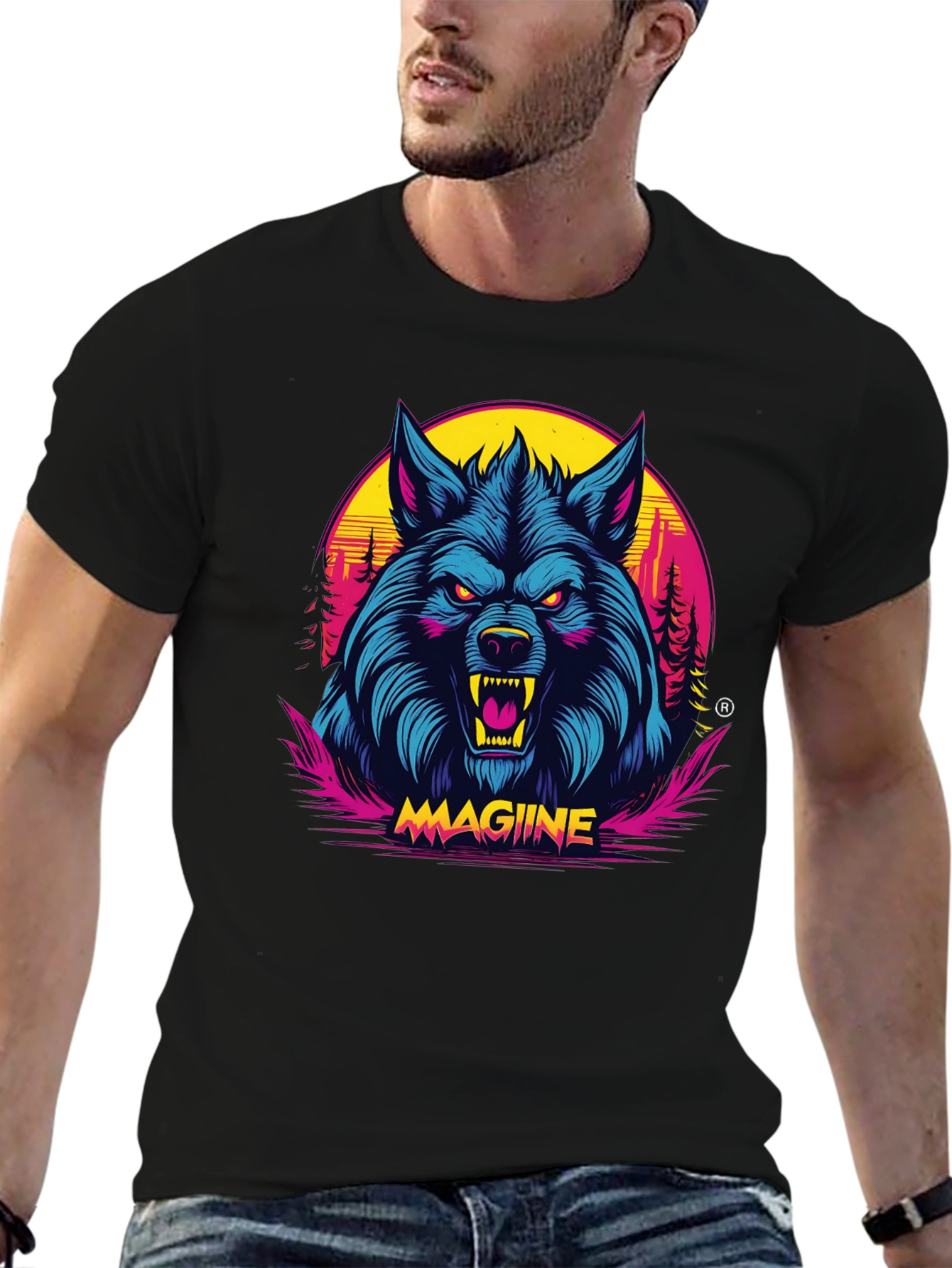MAGIINE Wolf Graphic Tee - Retro Style