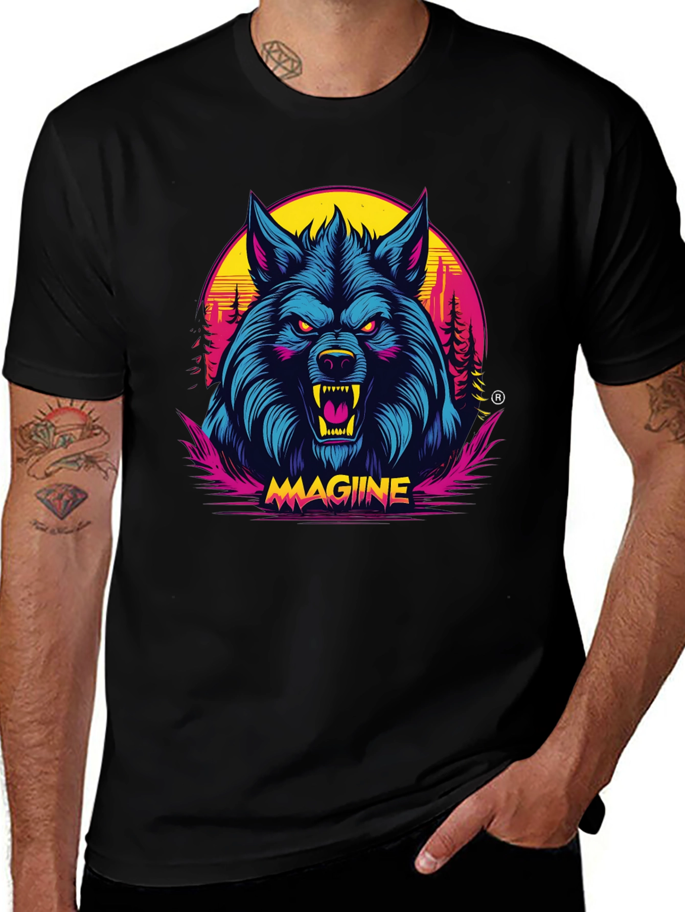 MAGIINE Wolf Graphic Tee - Retro Style