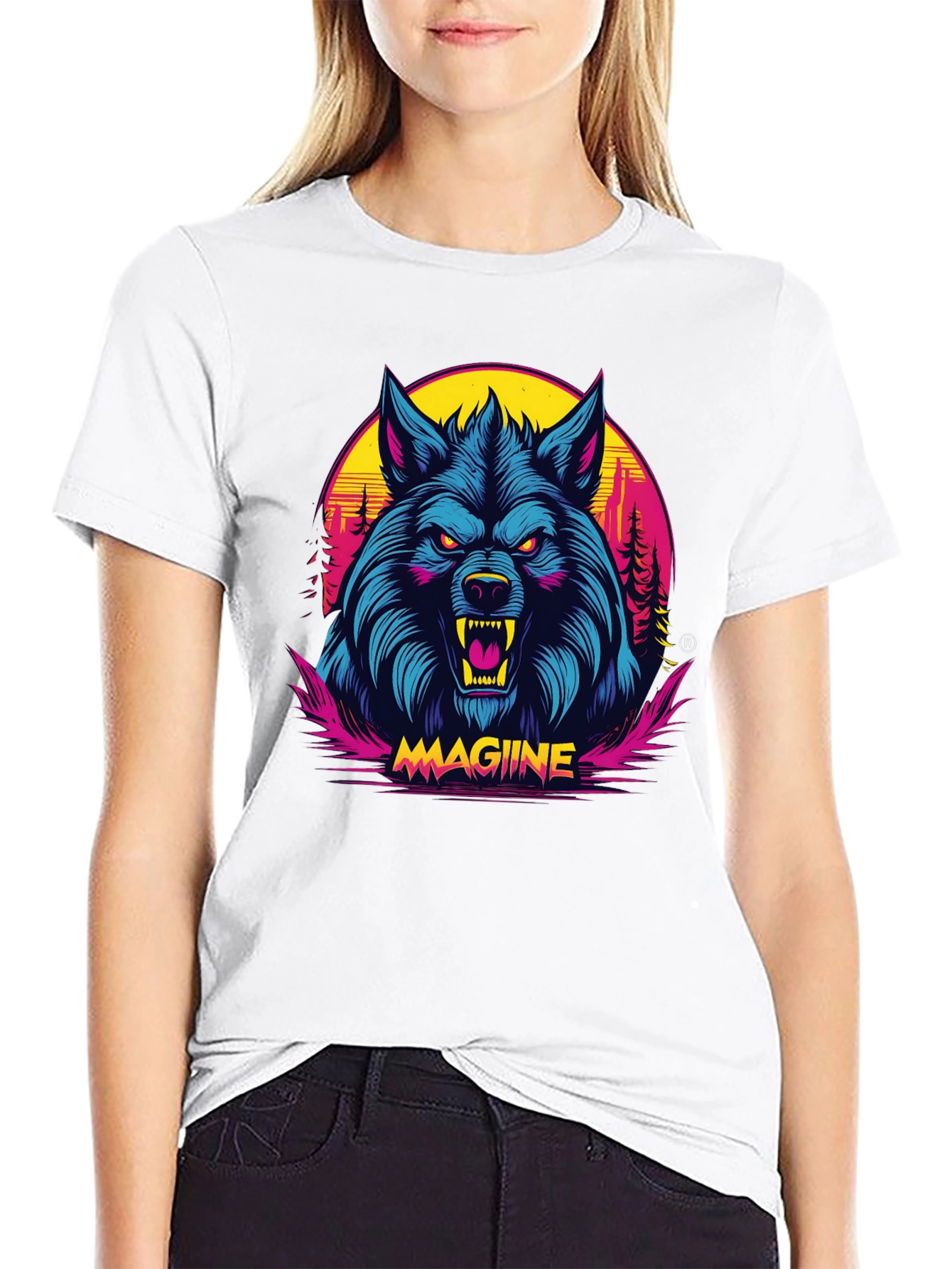 MAGIINE Wolf Graphic Tee - Retro Style