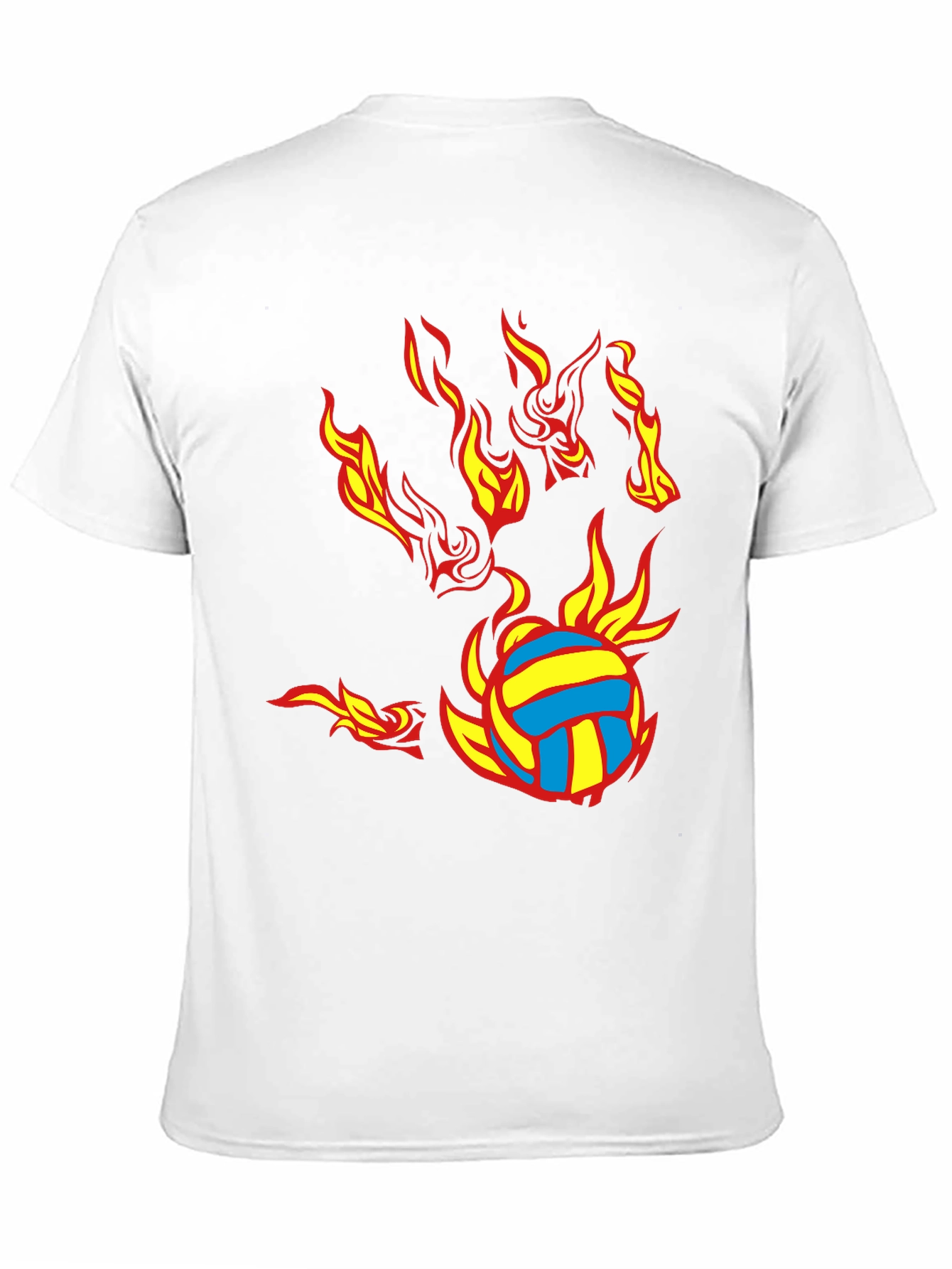 Fiery Volleyball Graphic Tee - Black Cotton Blend