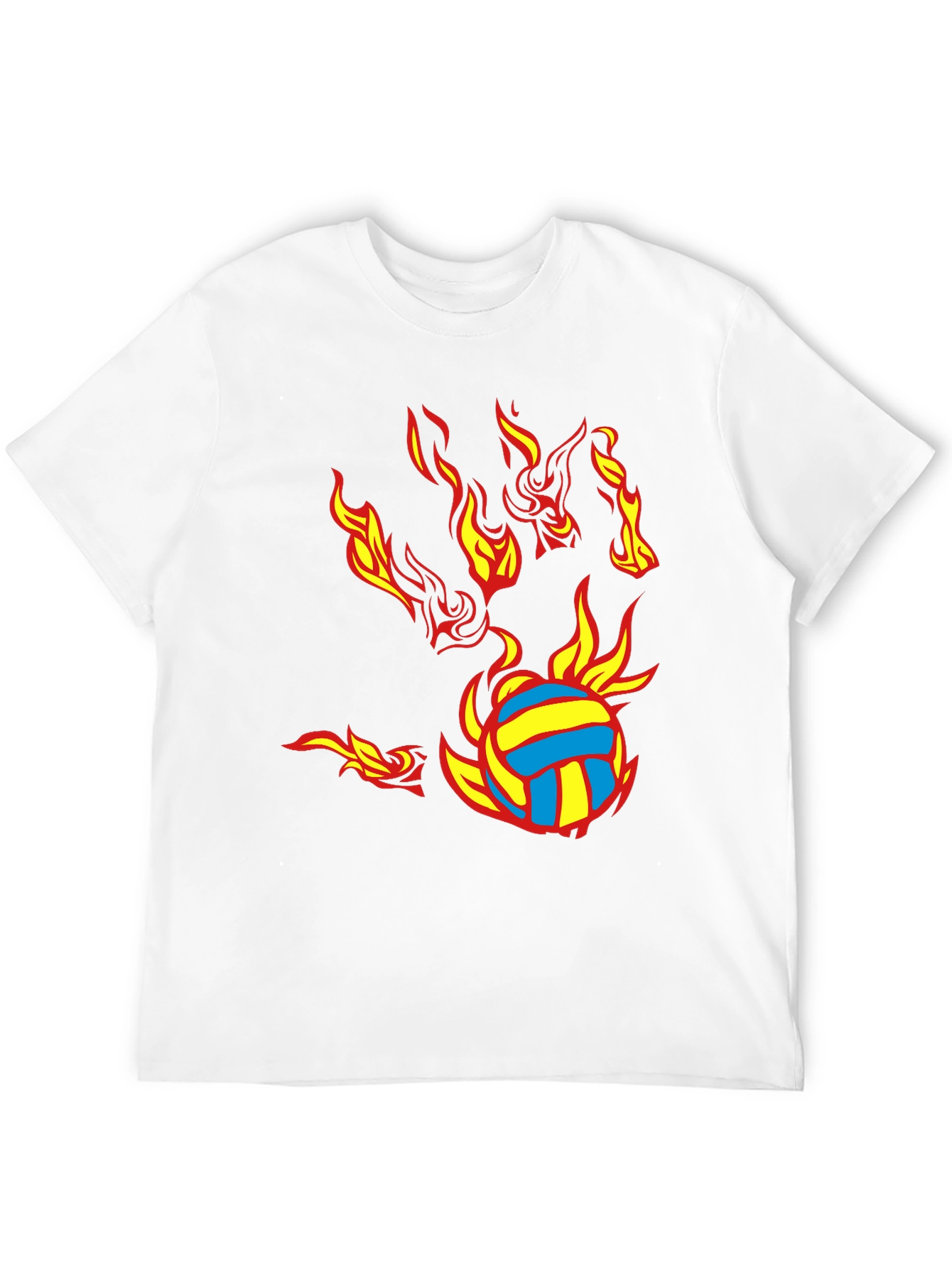 Fiery Volleyball Graphic Tee - Black Cotton Blend