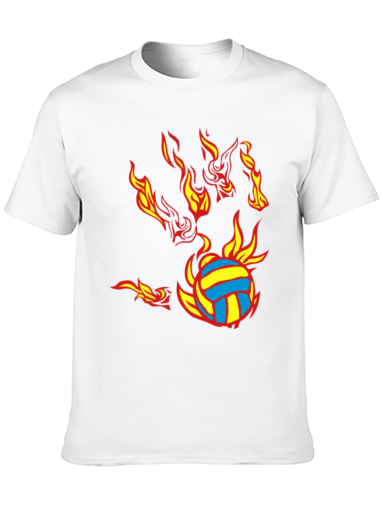 Fiery Volleyball Graphic Tee - Black Cotton Blend