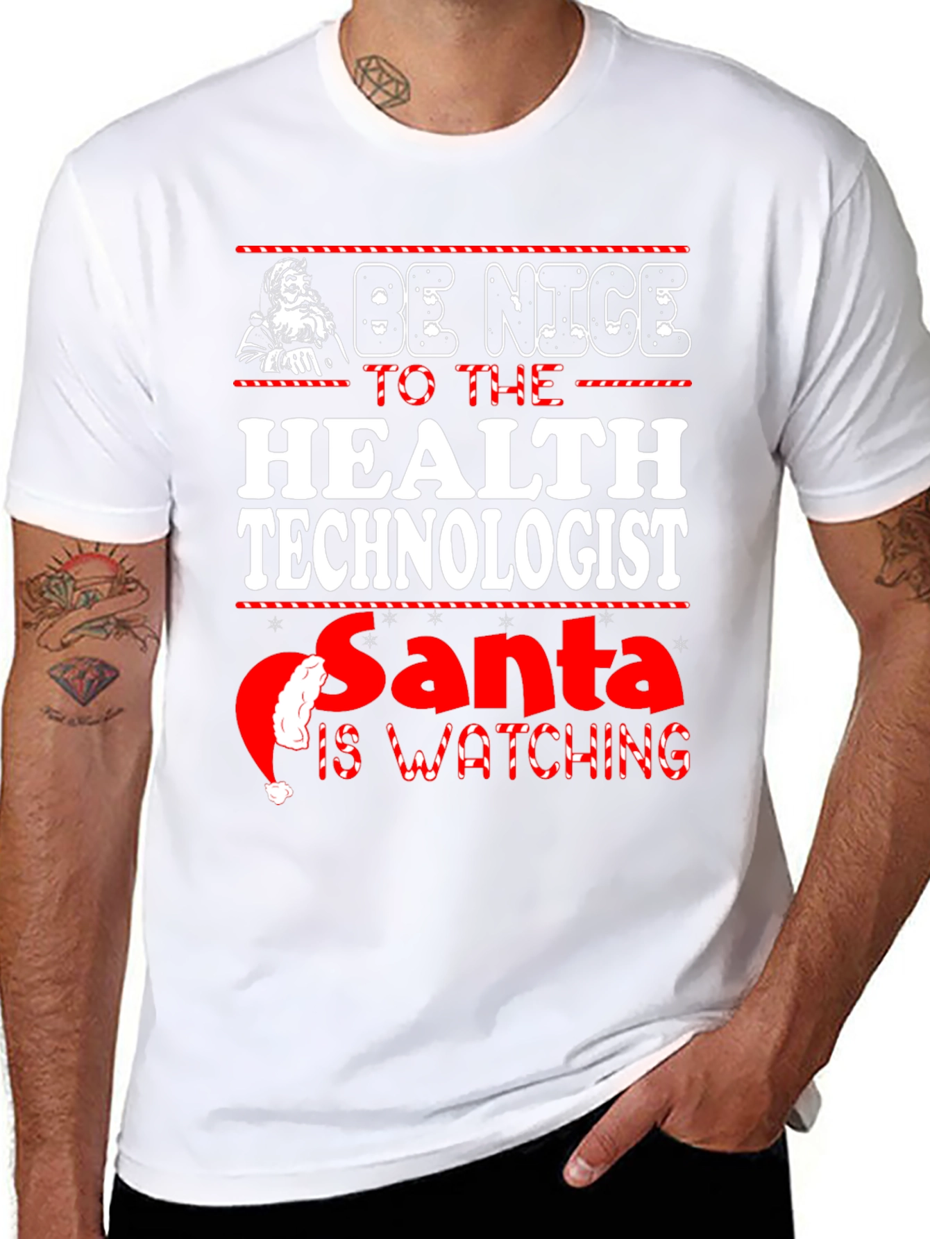 Be Nice to the Health Technologist Santa T-Shirt
