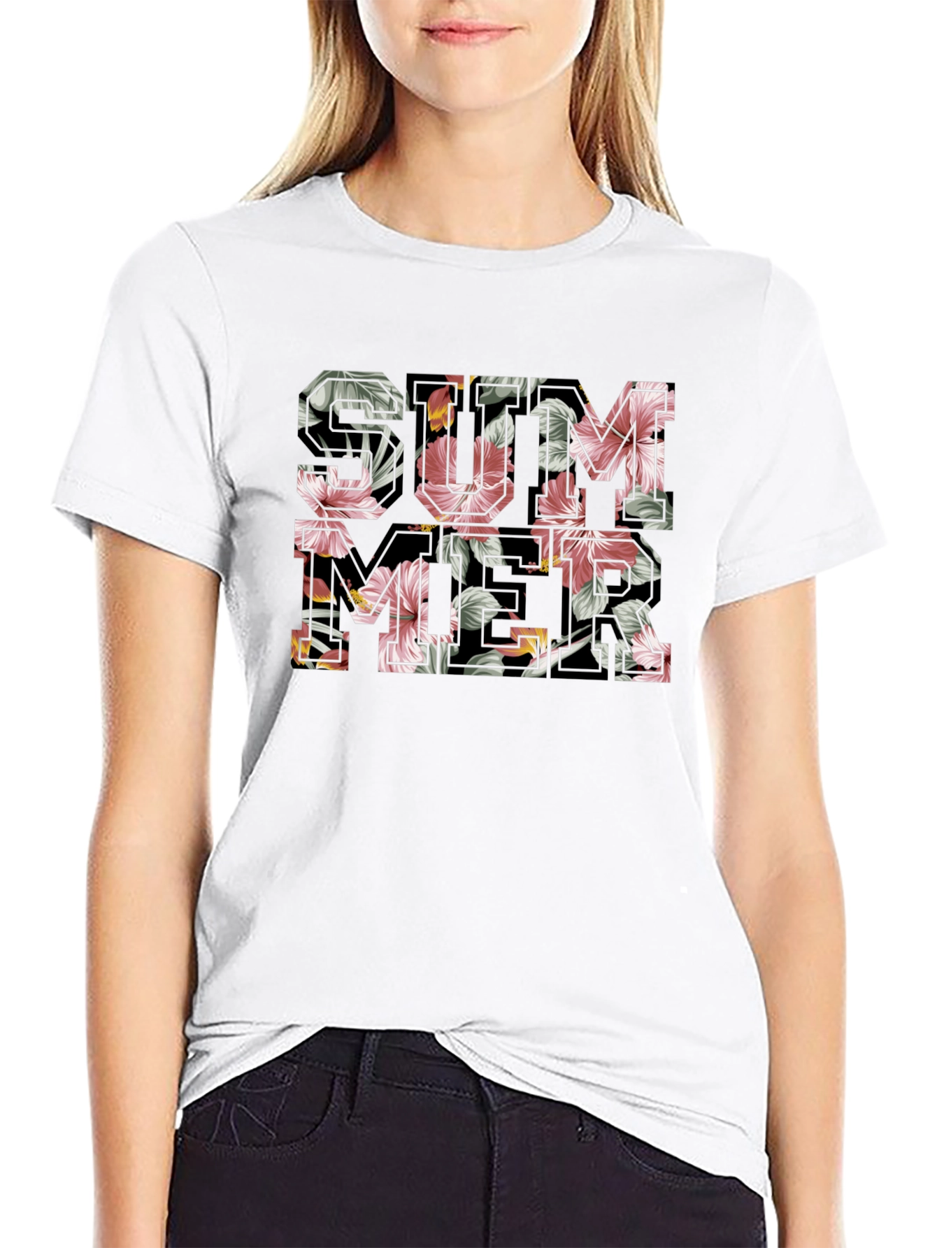 Floral Summer Graphic T-Shirt - Casual Cotton Tee