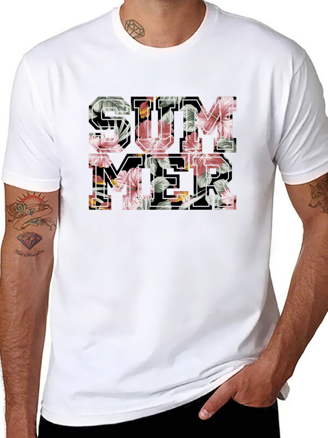 Floral Summer Graphic T-Shirt - Casual Cotton Tee