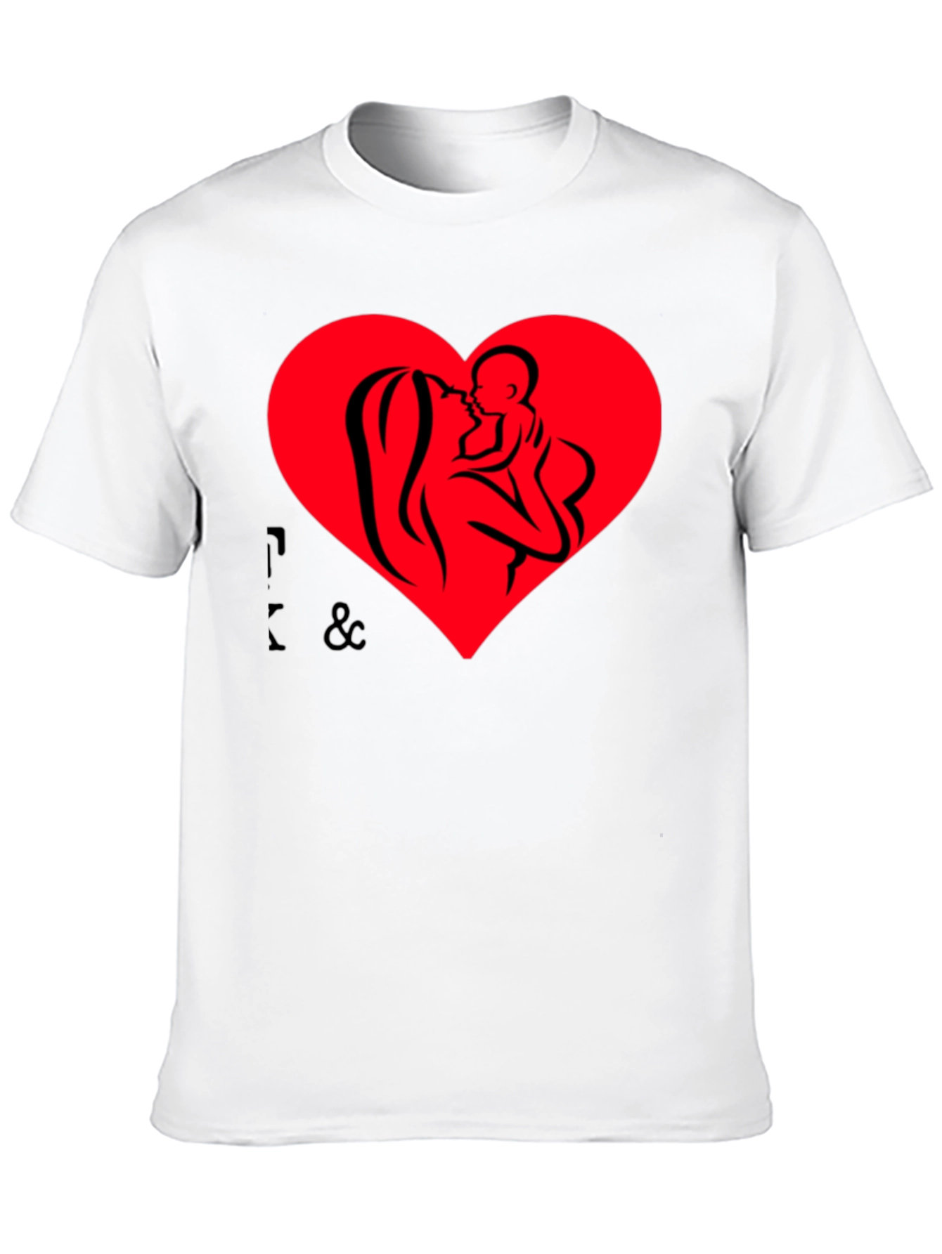 Mother & Child Heart Graphic Black T-Shirt