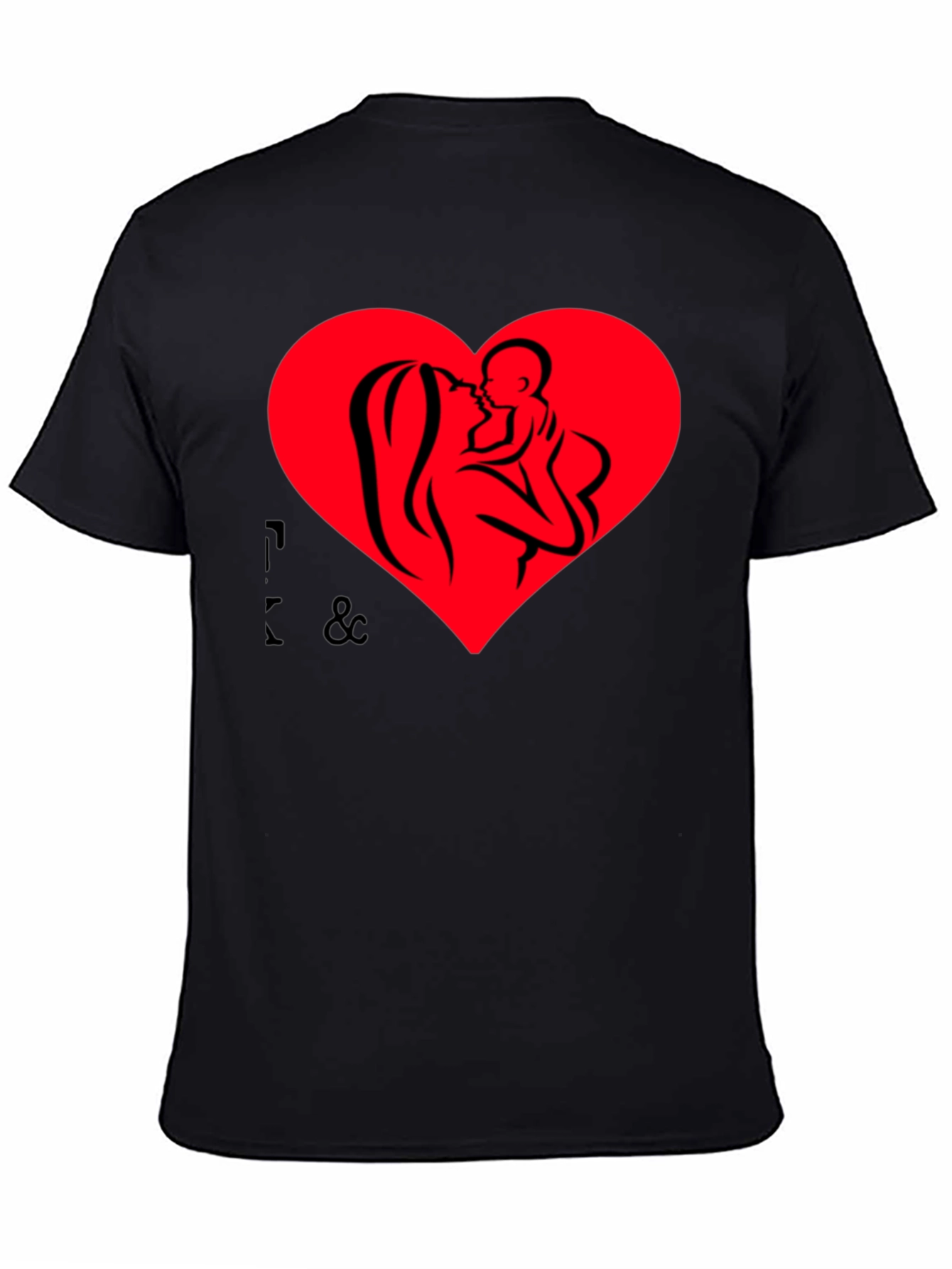 Mother & Child Heart Graphic Black T-Shirt