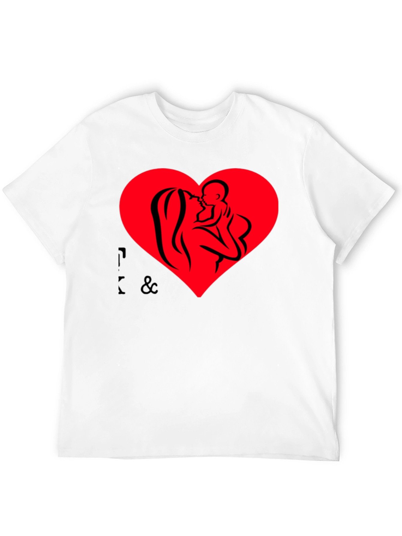 Mother & Child Heart Graphic Black T-Shirt