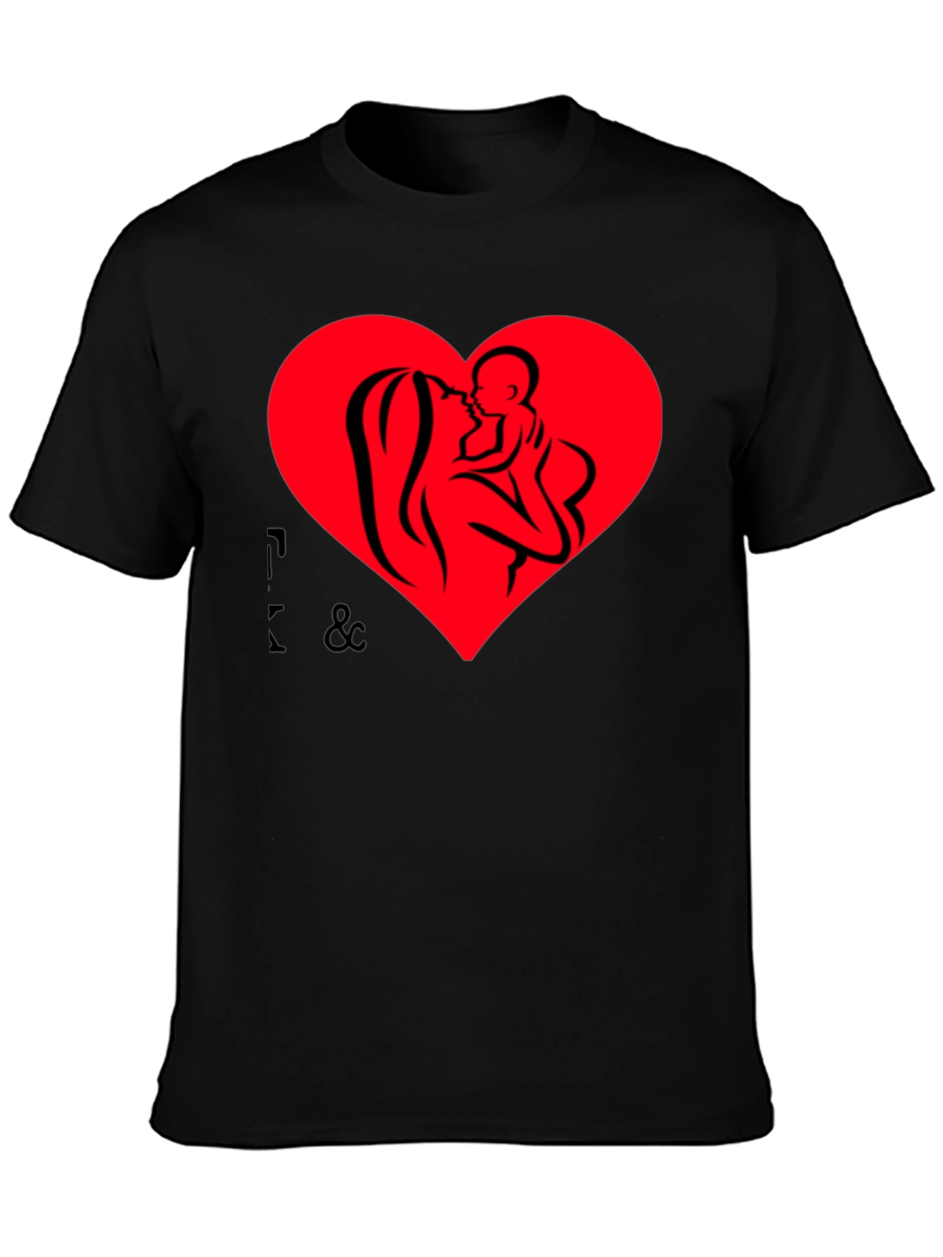 Mother & Child Heart Graphic Black T-Shirt