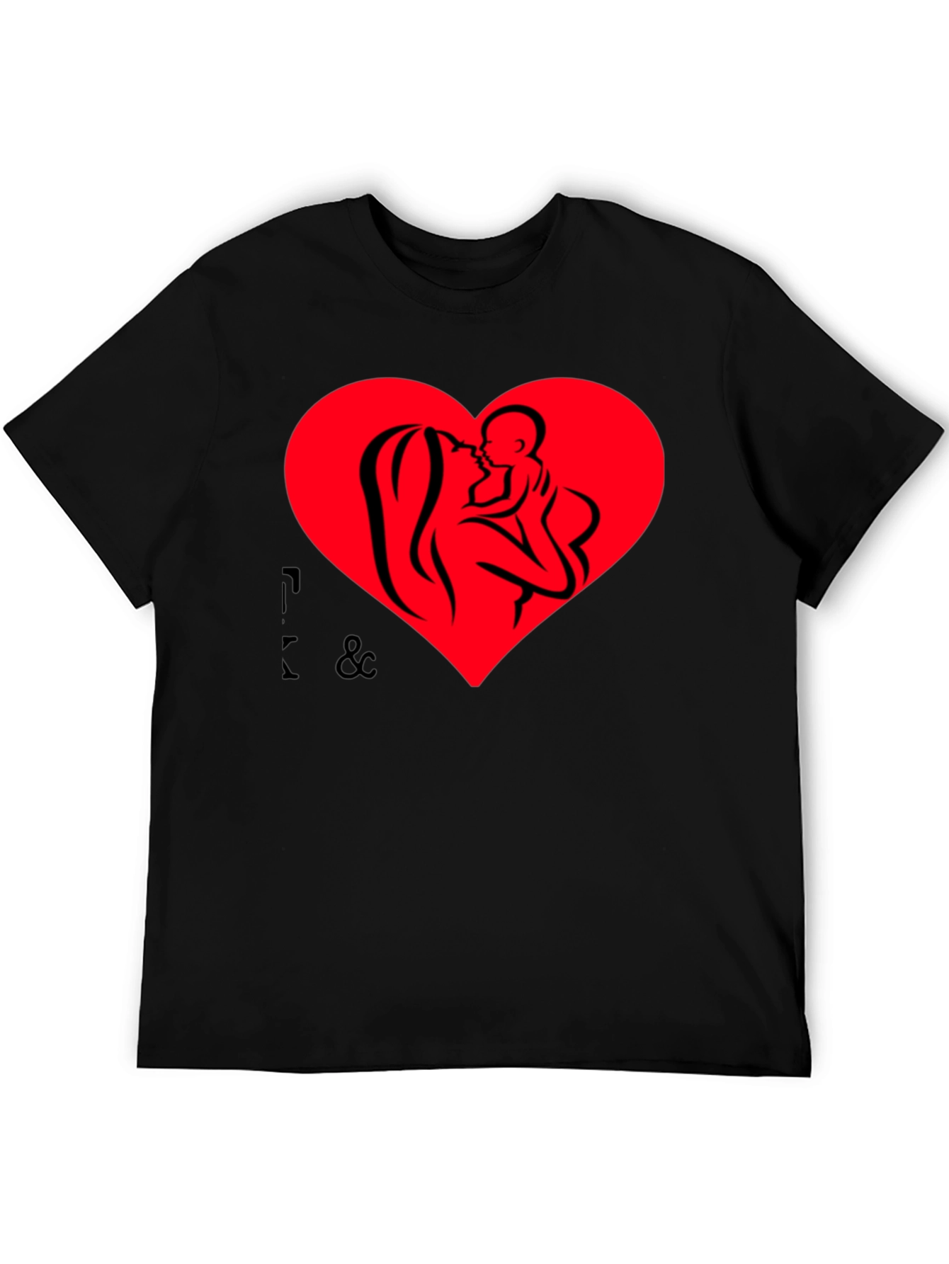 Mother & Child Heart Graphic Black T-Shirt