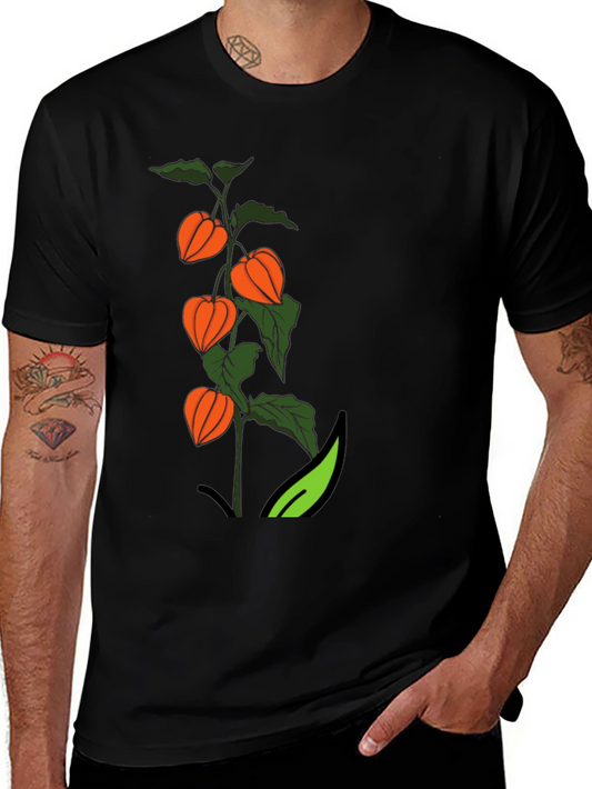 Physalis Lantern Plant Graphic Tee - Unique Floral Design