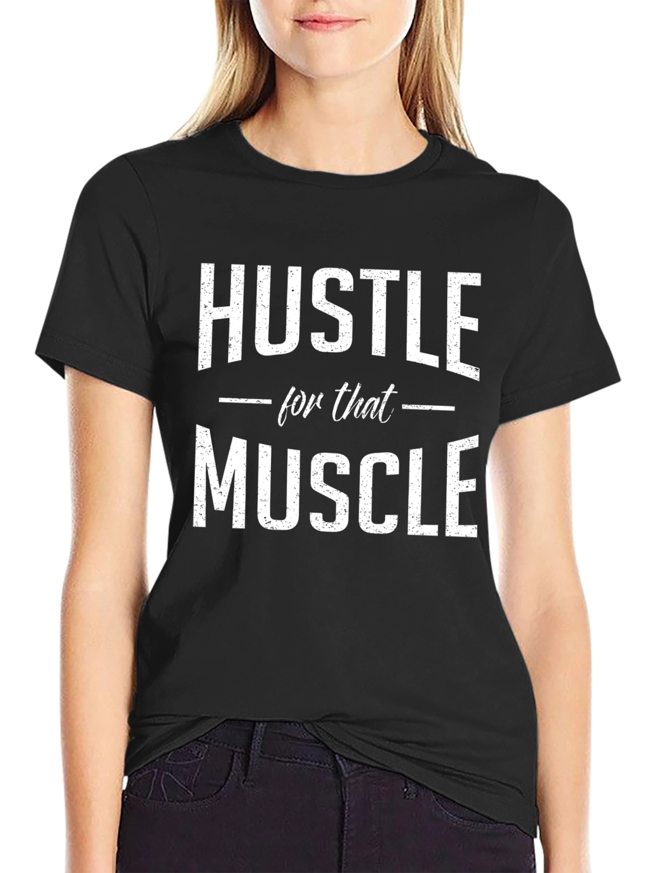Hustle For That Muscle Black Graphic T-Shirt