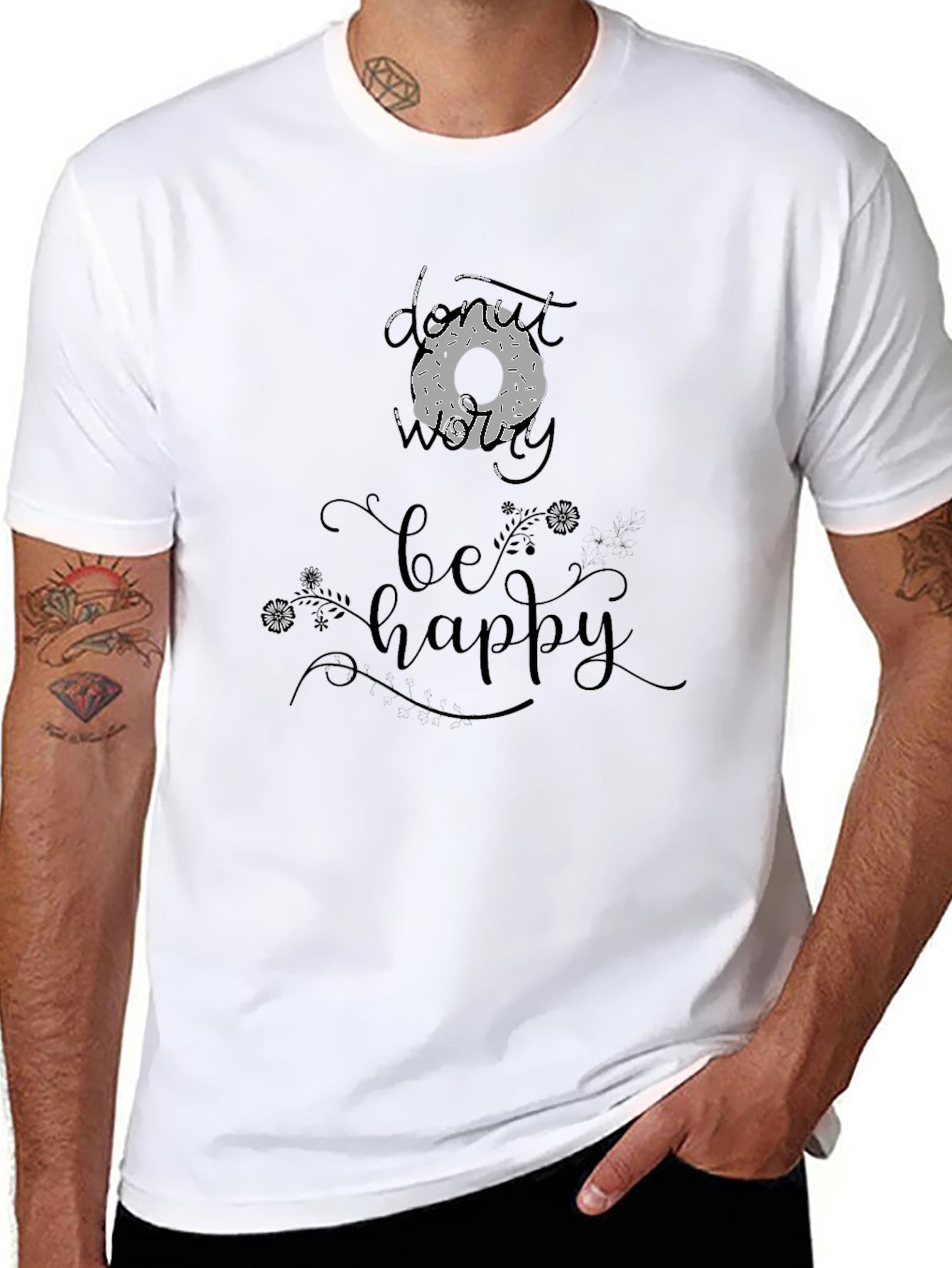Donut Worry Be Happy Graphic T-Shirt
