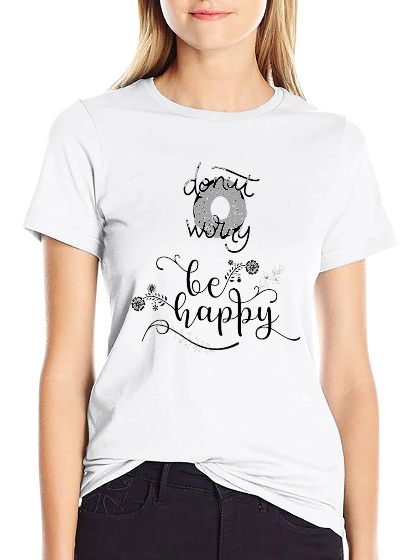 Donut Worry Be Happy Graphic T-Shirt
