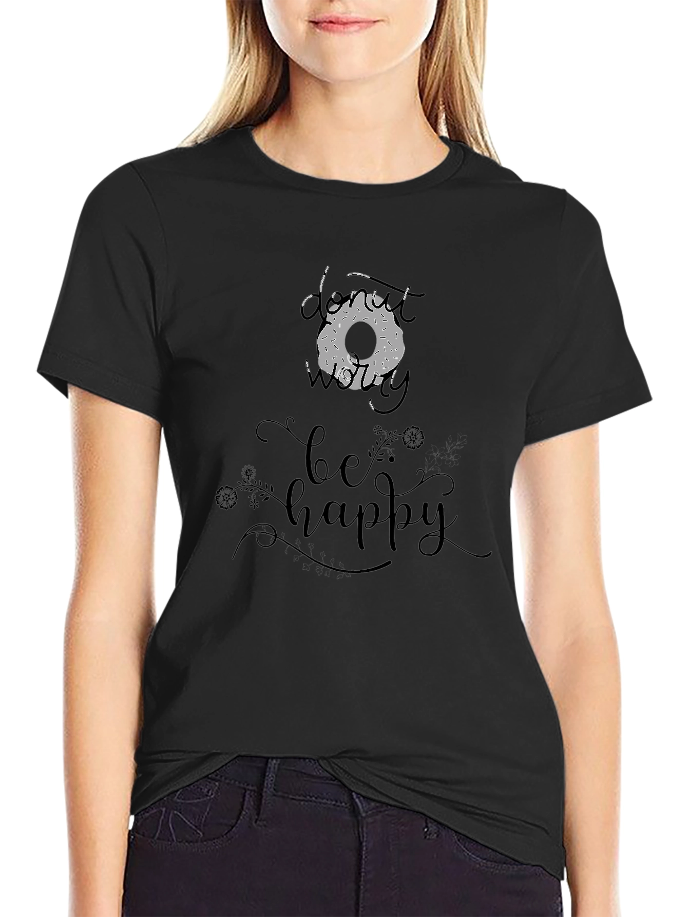 Donut Worry Be Happy Graphic T-Shirt