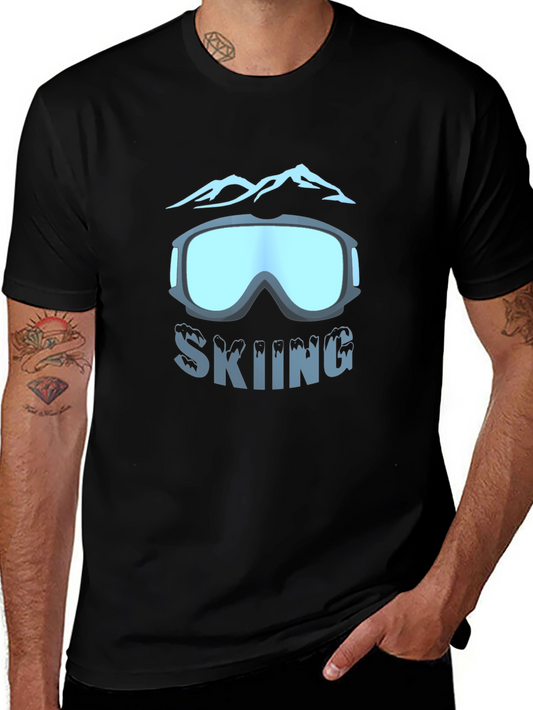 Skiing Goggles Mountain Graphic Tee - Cool Winter Sports Shirt