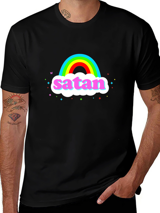 Rainbow Satan Graphic Tee - Dark Humor T-Shirt