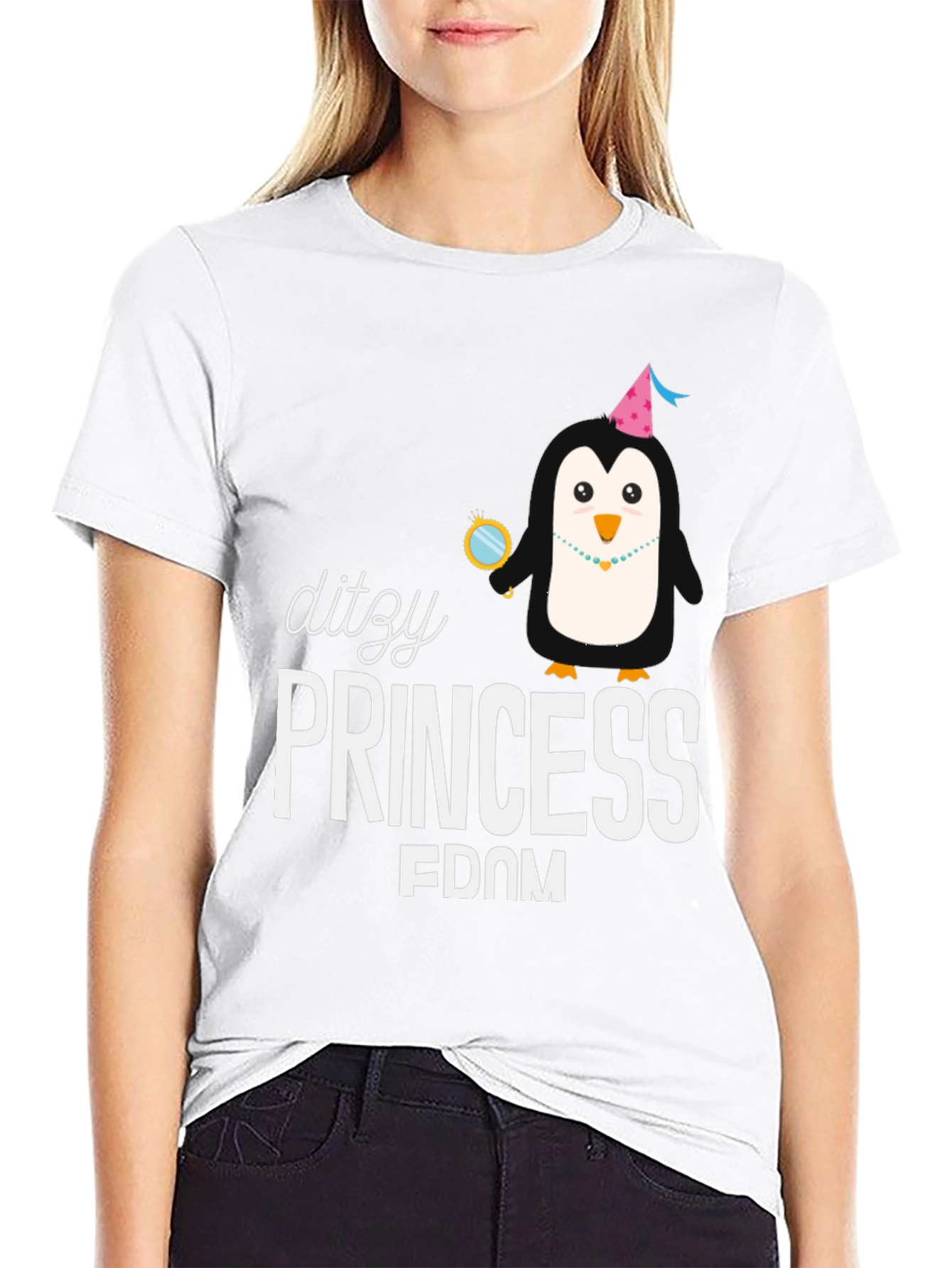 Dizzy Princess Penguin Tee - Unique Graphic Print Shirt