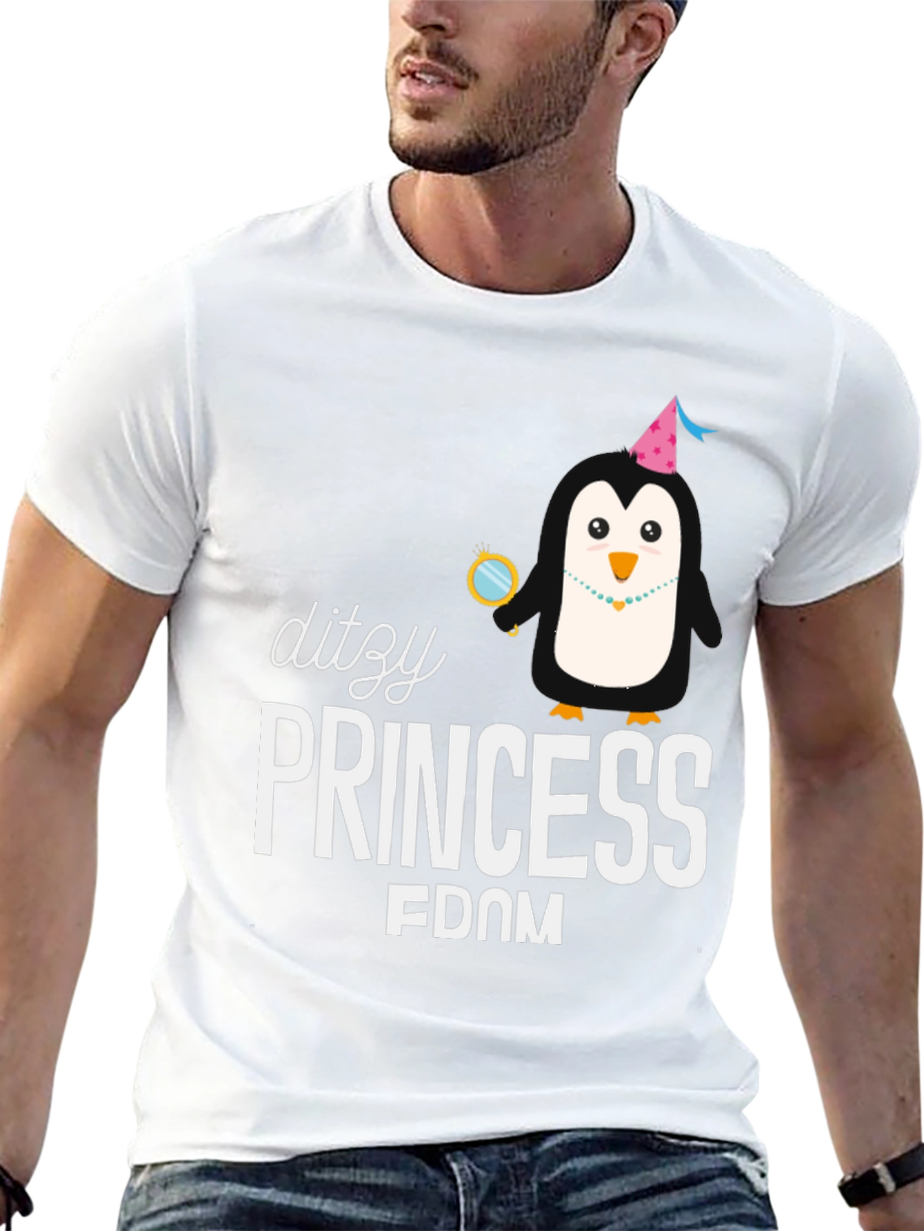 Dizzy Princess Penguin Tee - Unique Graphic Print Shirt