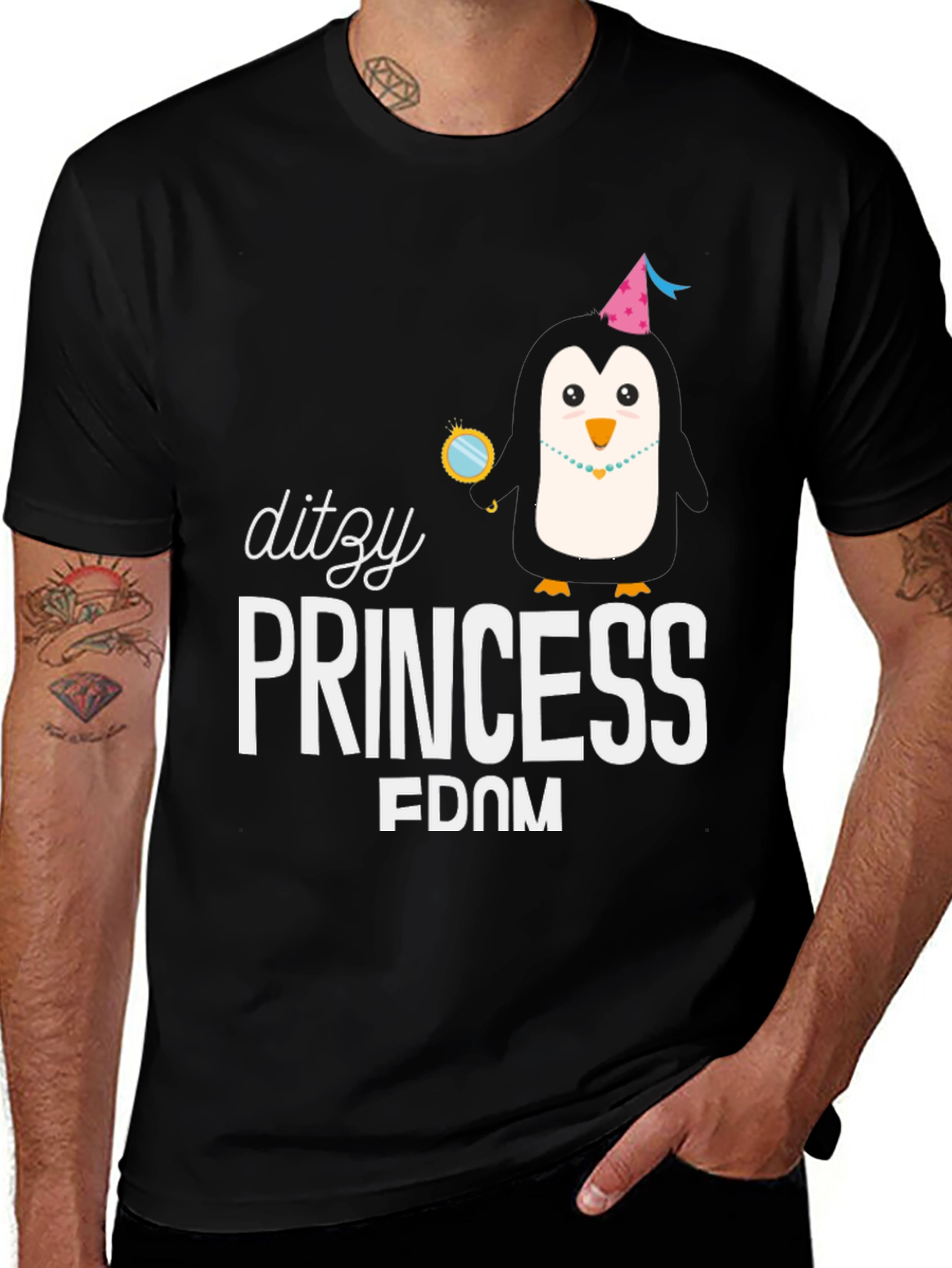Dizzy Princess Penguin Tee - Unique Graphic Print Shirt