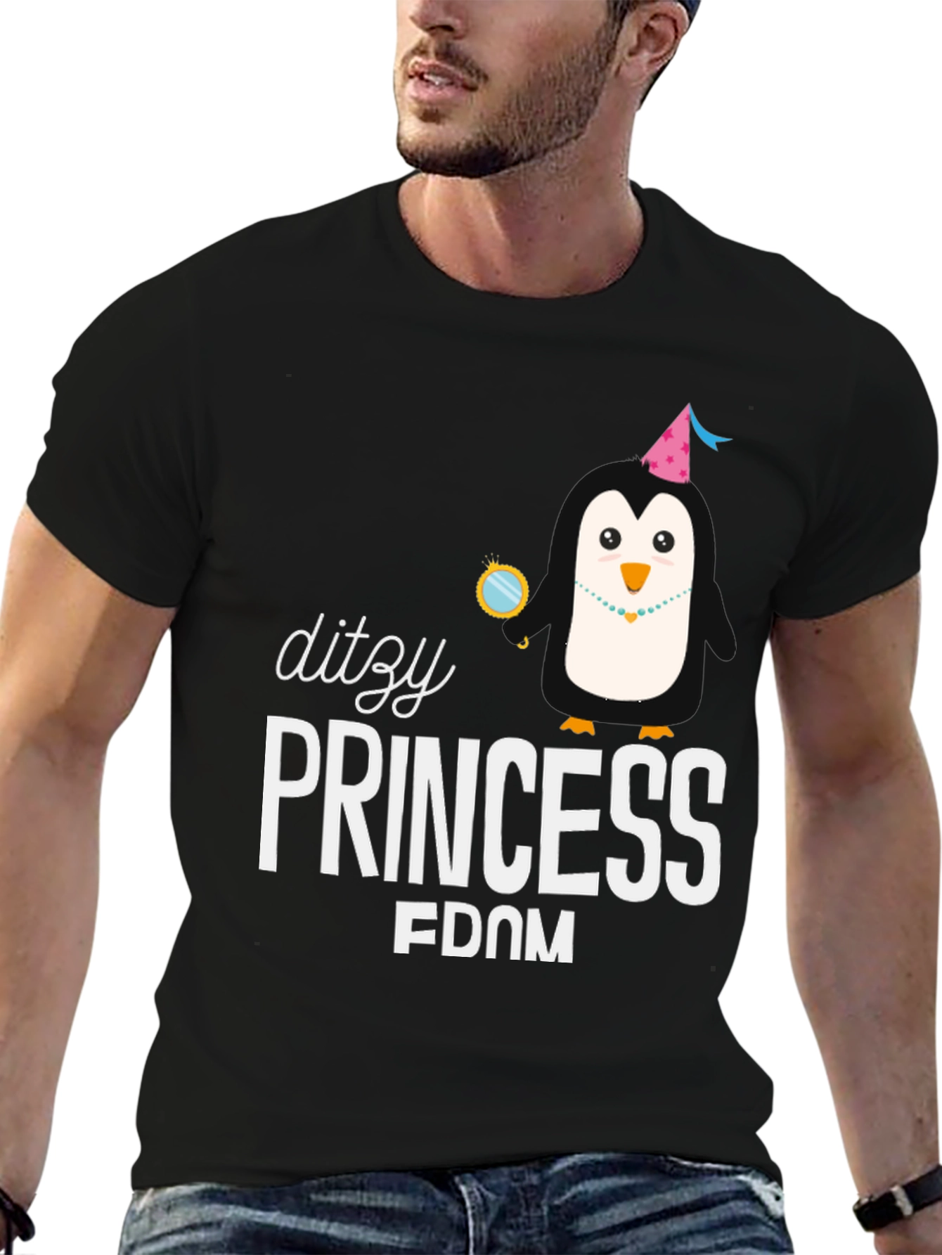 Dizzy Princess Penguin Tee - Unique Graphic Print Shirt