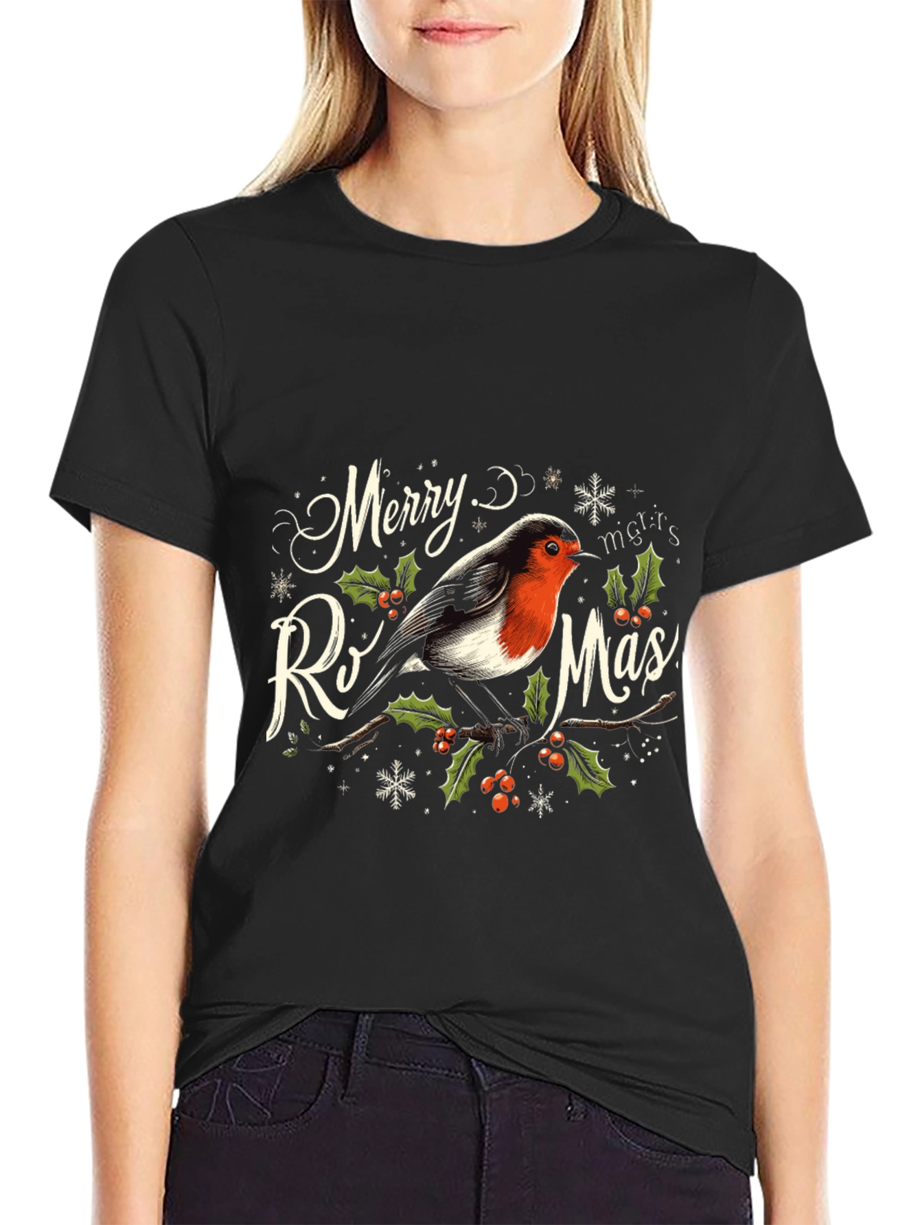 Merry Rismas T-Shirt - Holiday Bird Graphic