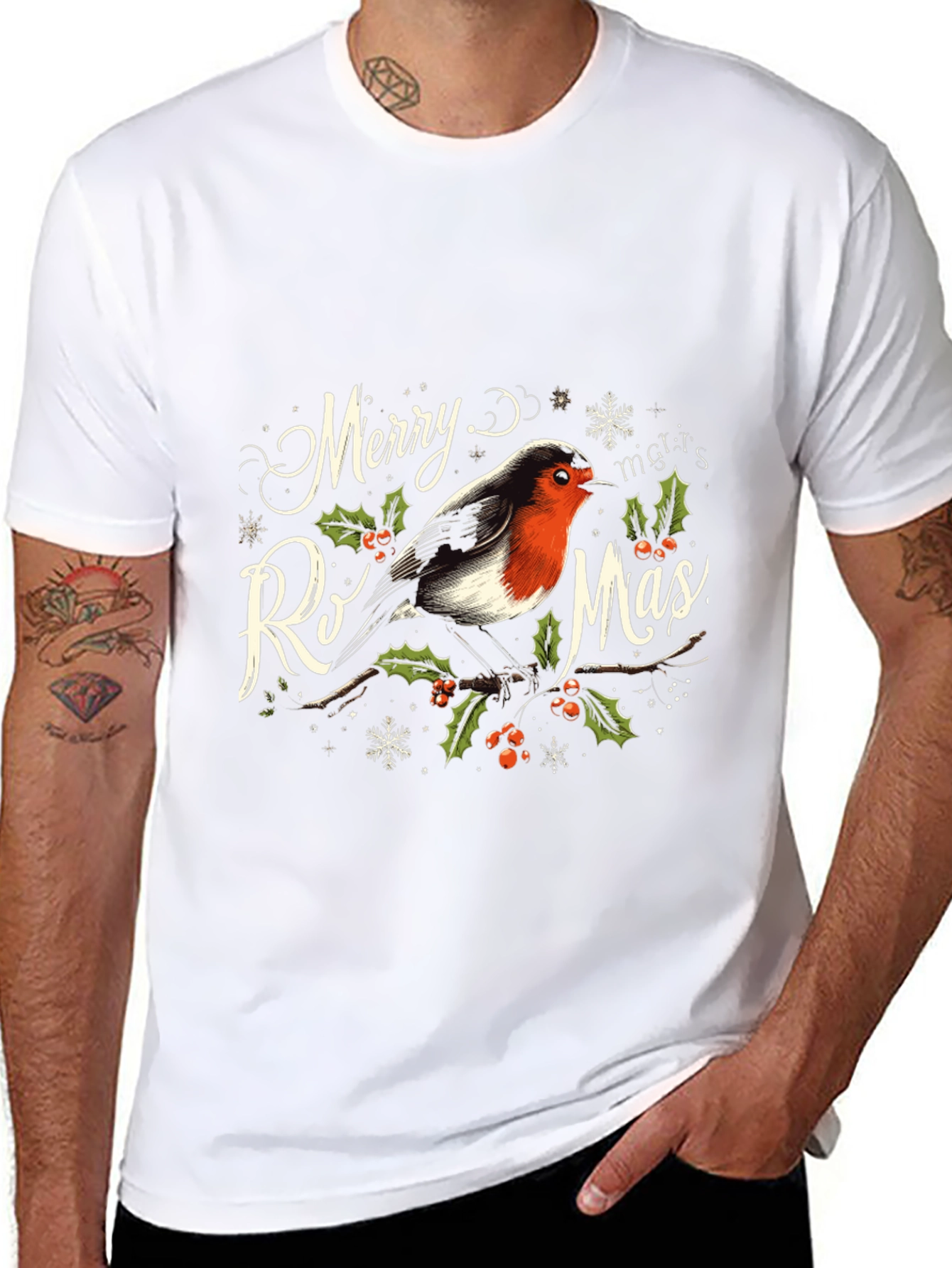 Merry Rismas T-Shirt - Holiday Bird Graphic