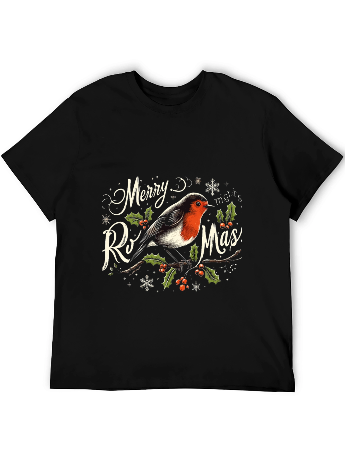 Merry Rismas T-Shirt - Holiday Bird Graphic