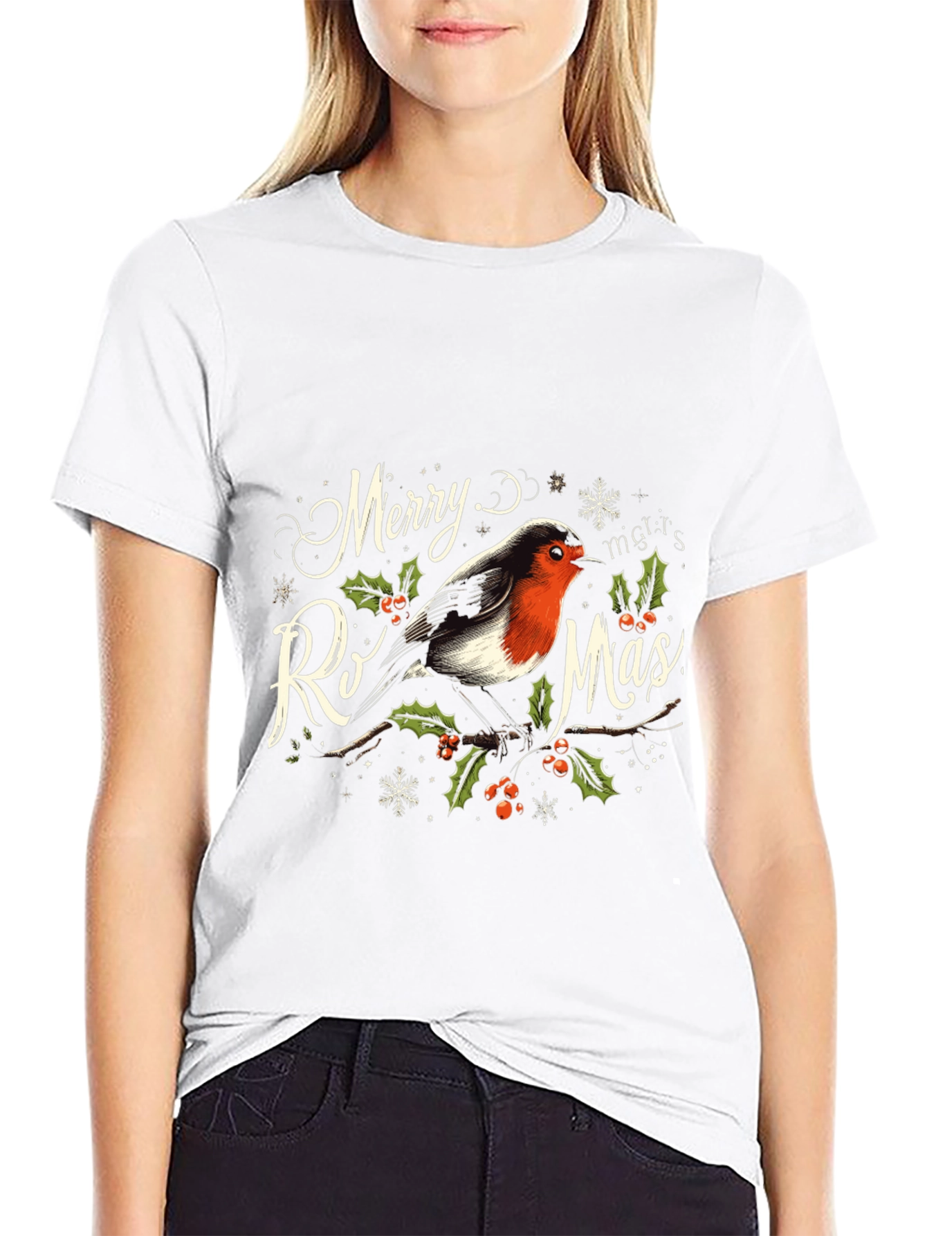 Merry Rismas T-Shirt - Holiday Bird Graphic