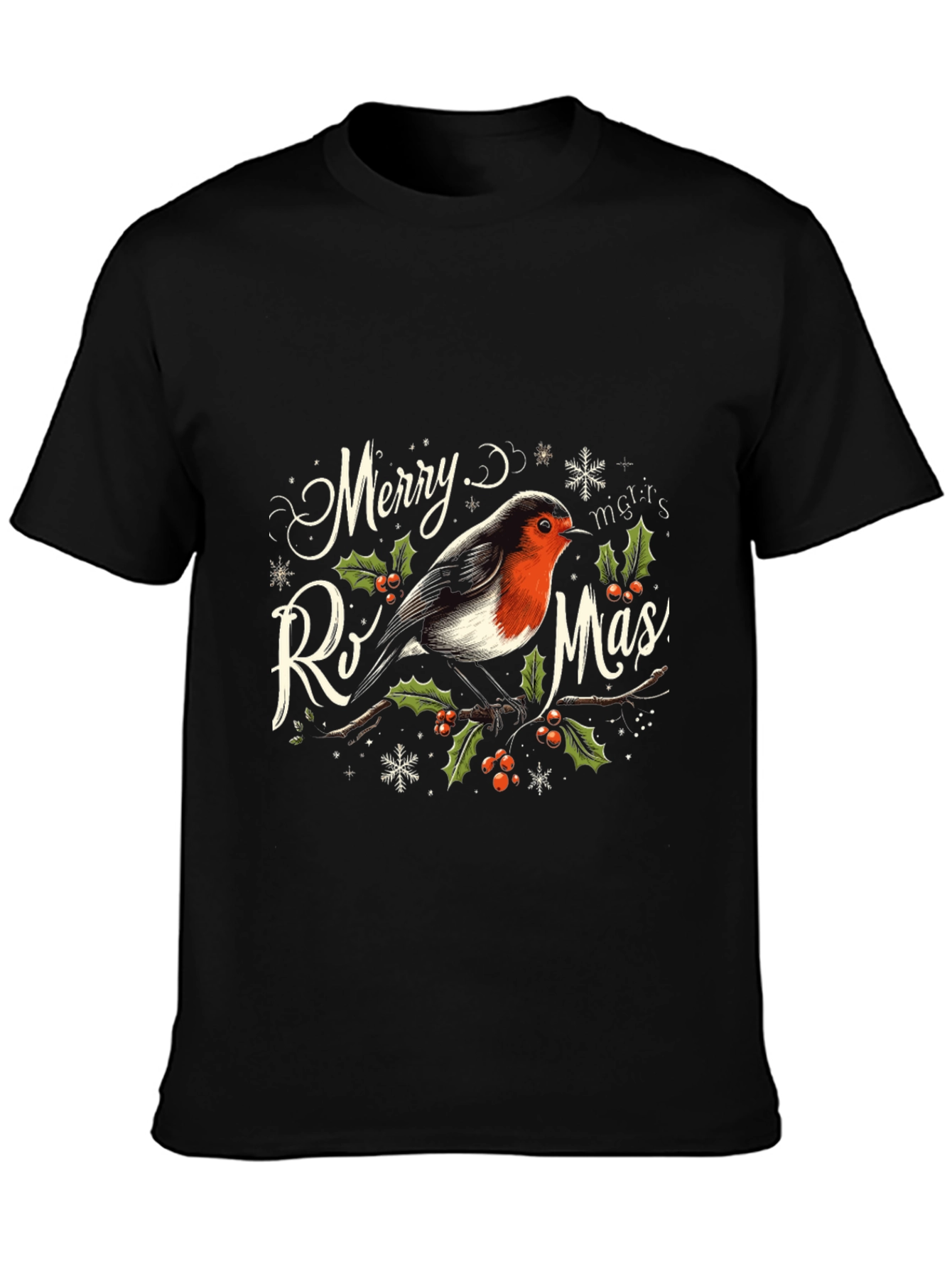 Merry Rismas T-Shirt - Holiday Bird Graphic