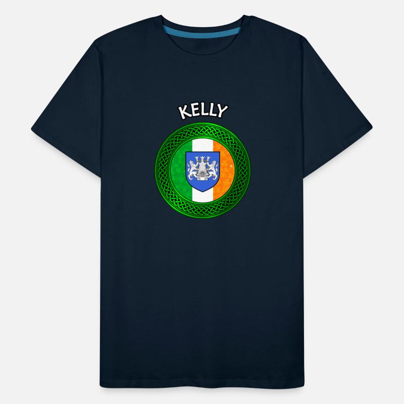 Kelly Coat of Arms on Shamrock Irish Flag