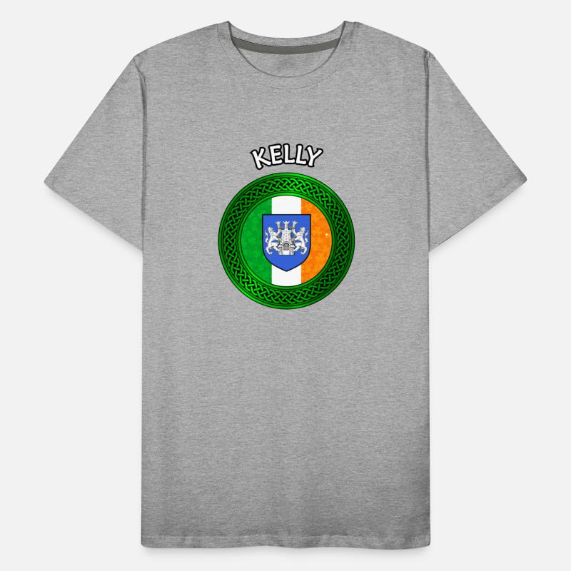 Kelly Coat of Arms on Shamrock Irish Flag