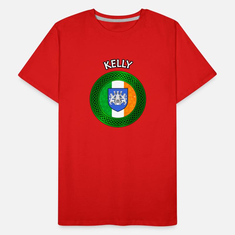 Kelly Coat of Arms on Shamrock Irish Flag