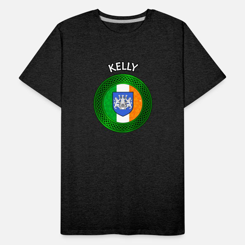 Kelly Coat of Arms on Shamrock Irish Flag
