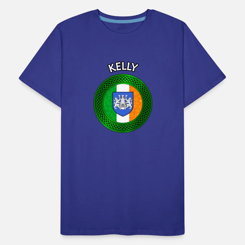 Kelly Coat of Arms on Shamrock Irish Flag
