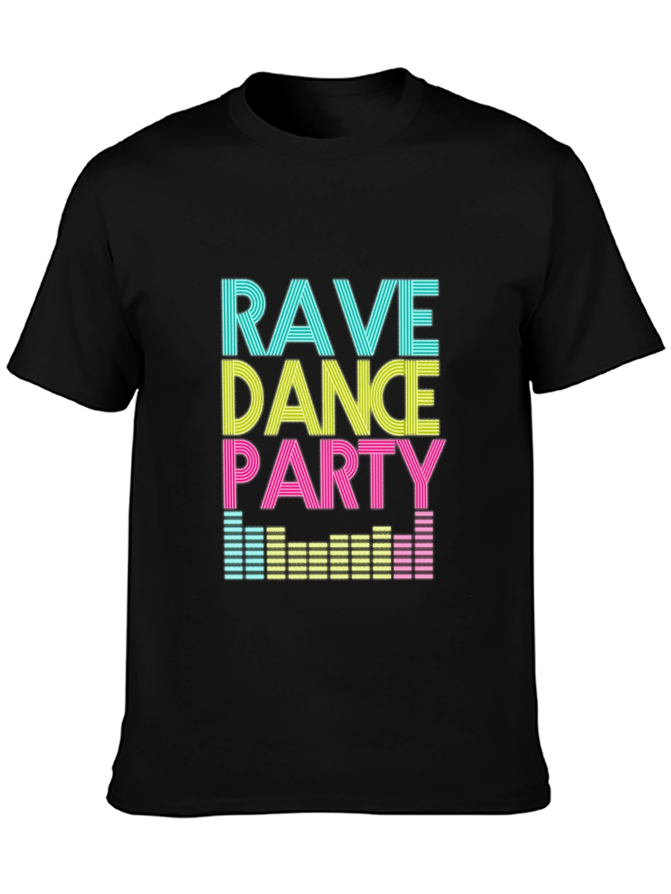 Rave Dance Party Graphic T-Shirt - Black