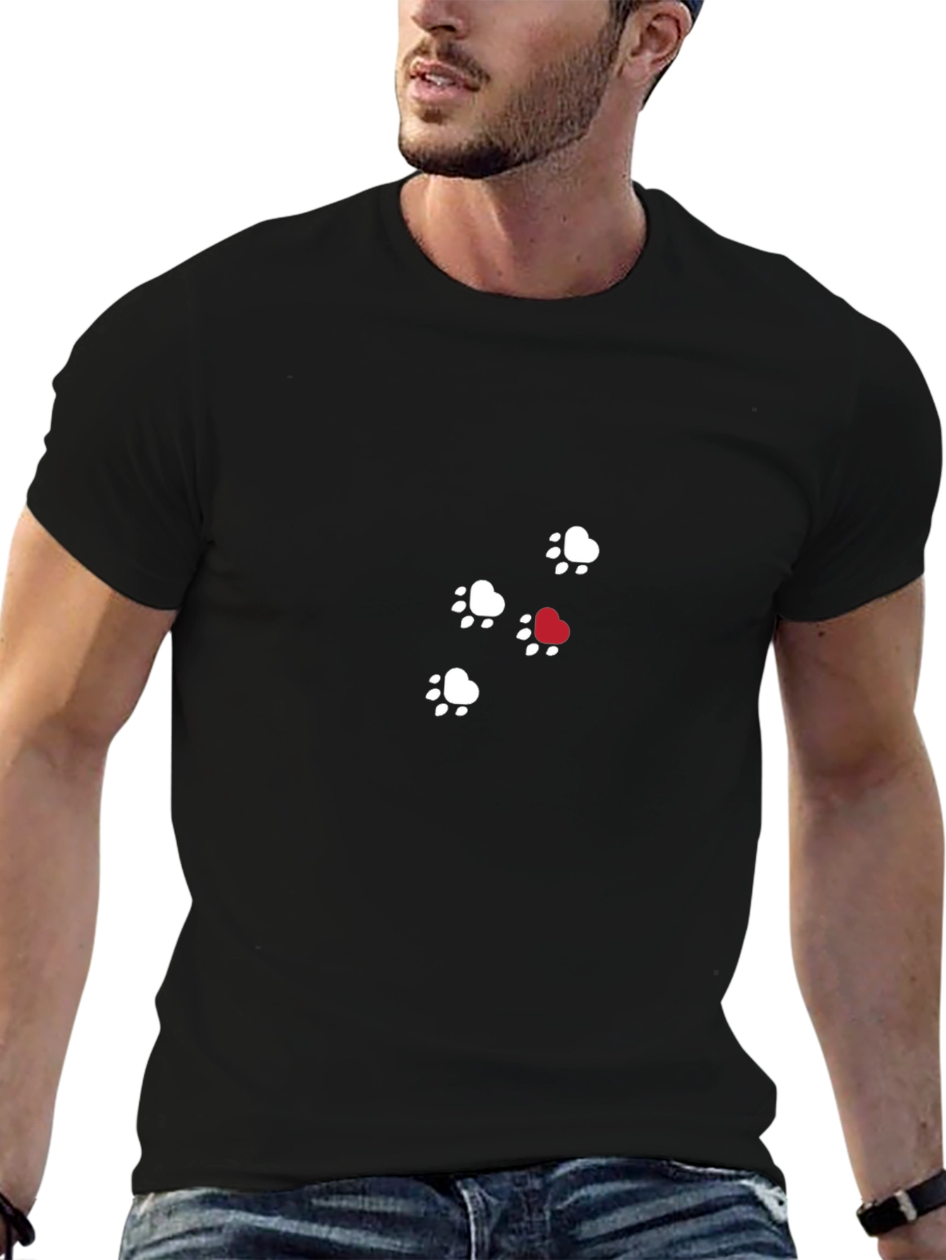 Heart Paw Print Black T-Shirt