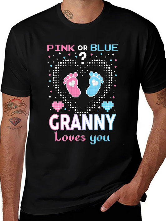Pink or Blue Granny Loves You Gender Reveal T-Shirt