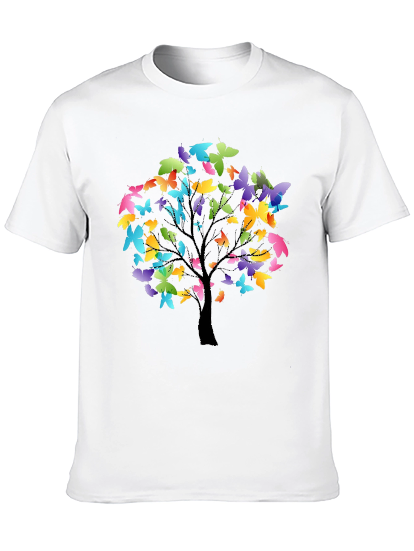 Butterfly Tree Graphic Tee - Stylish Black T-Shirt