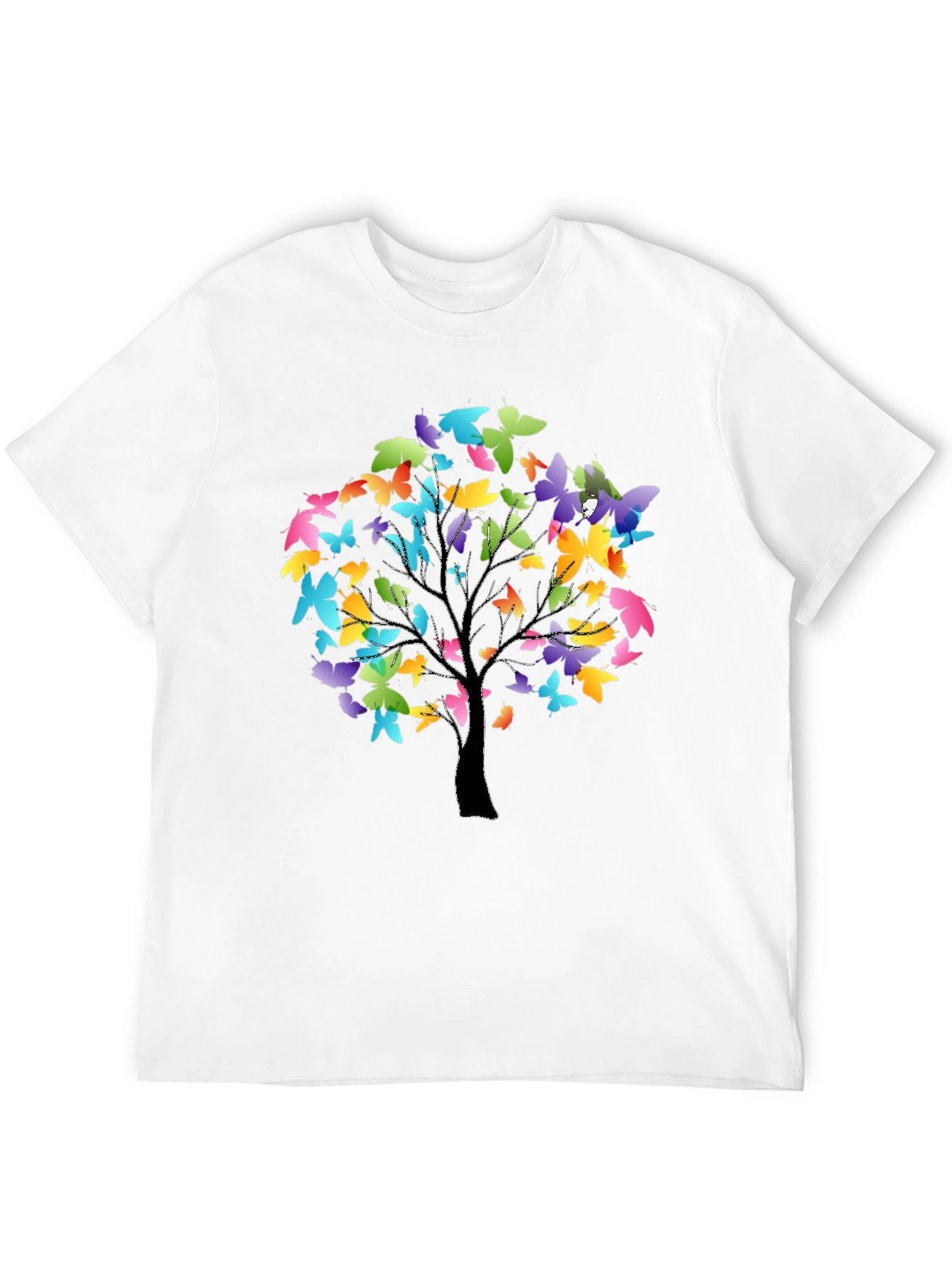 Butterfly Tree Graphic Tee - Stylish Black T-Shirt
