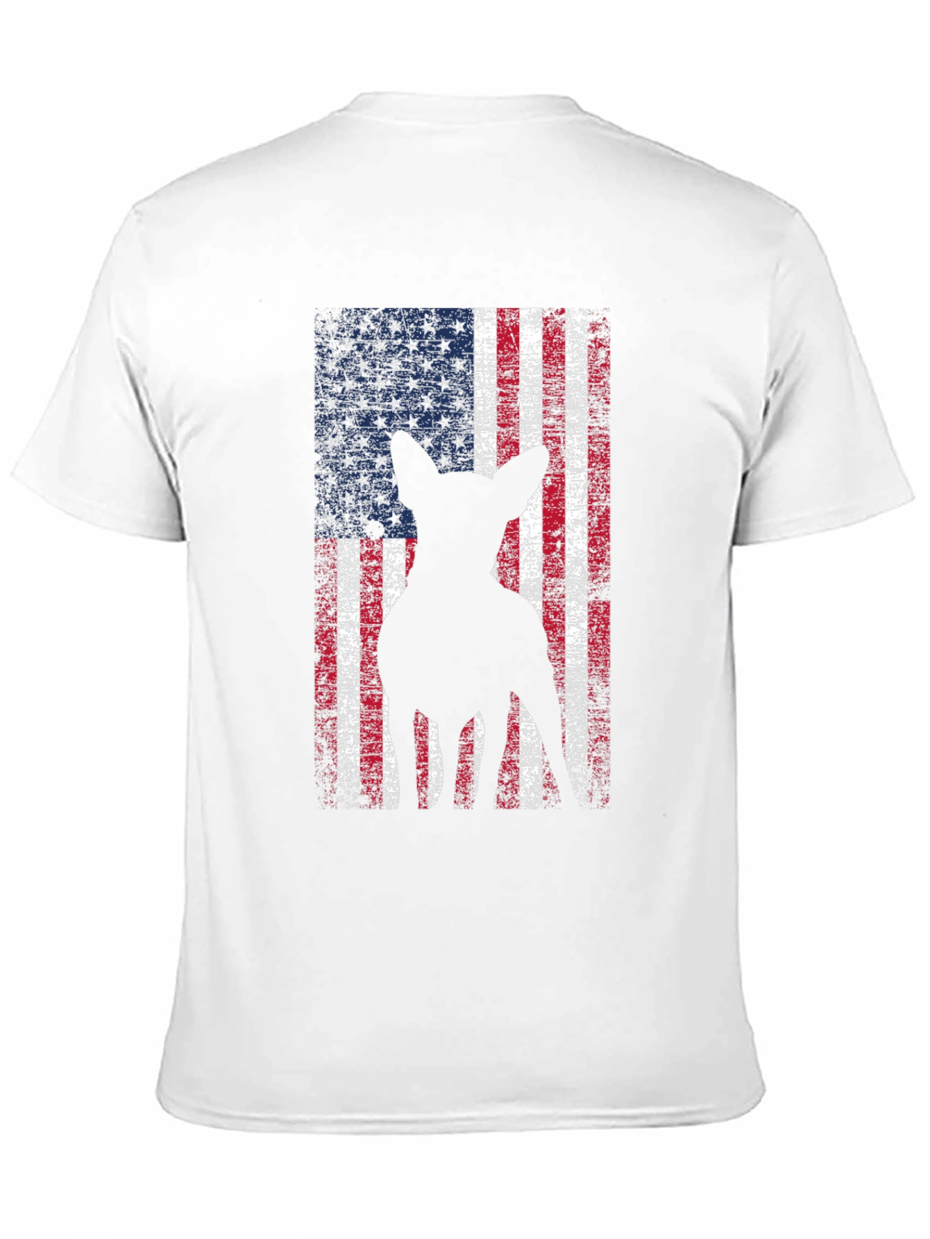 Patriotic Dog Graphic Tee - American Flag Design