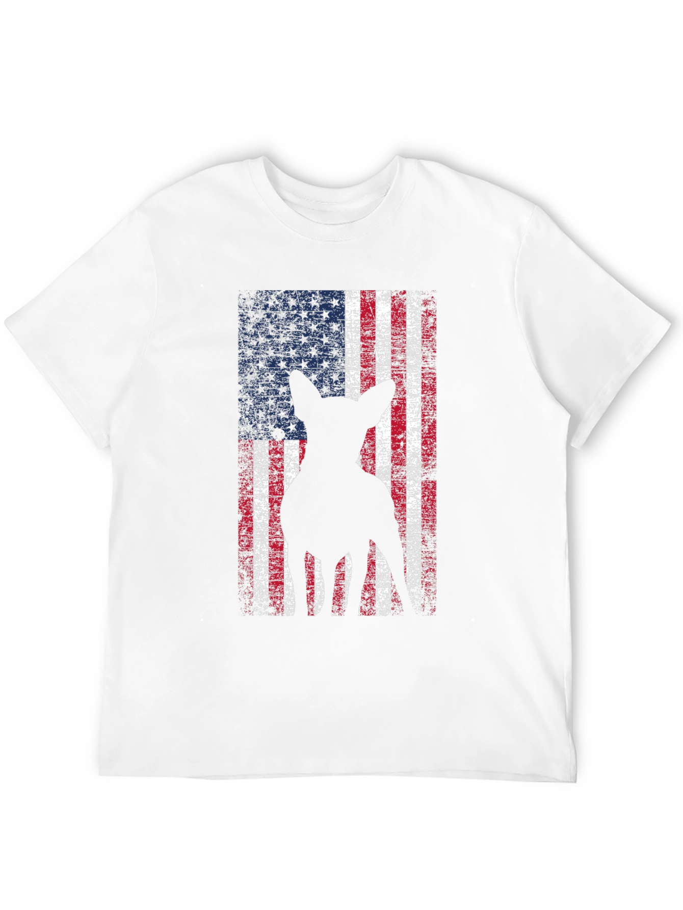 Patriotic Dog Graphic Tee - American Flag Design