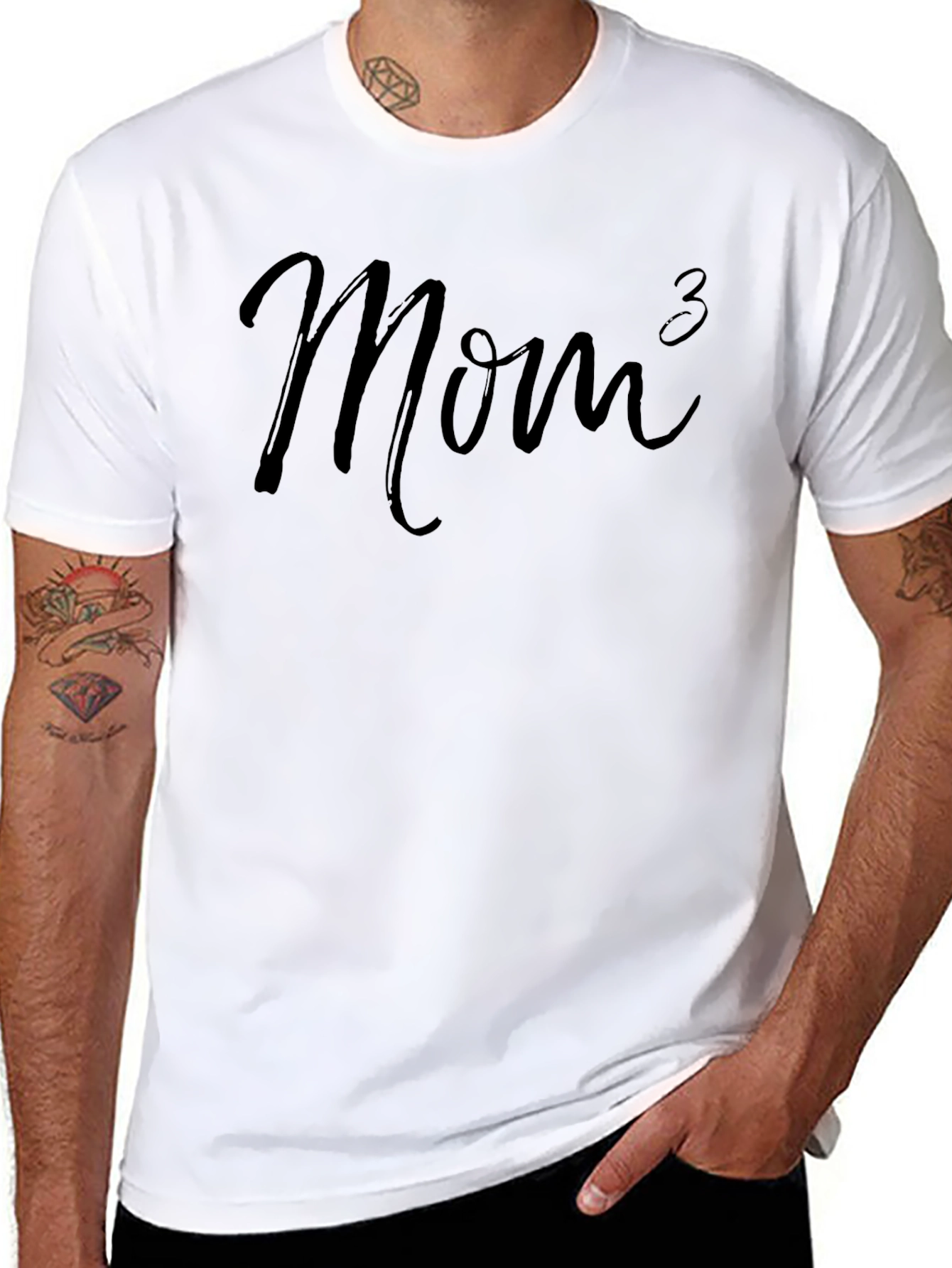 Mom of 3 T-Shirt - Black Crew Neck Tee