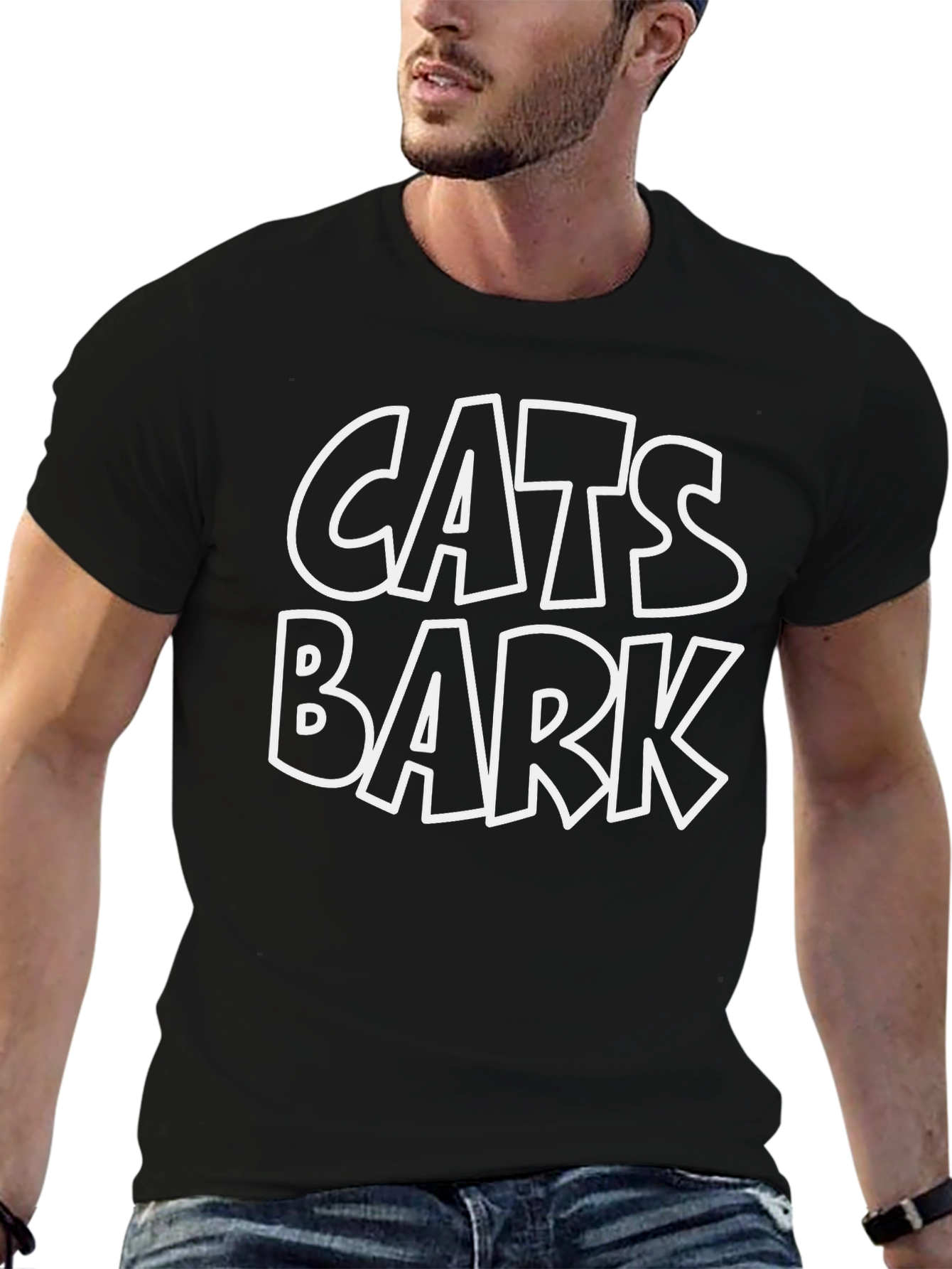 Cats Bark Black T-Shirt - Novelty Graphic Tee