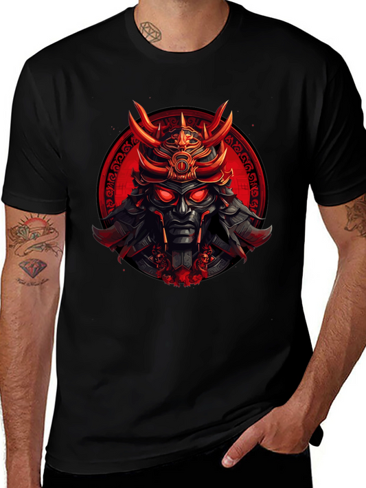 Samurai Warrior Graphic T-Shirt - Bold Red & Black Design