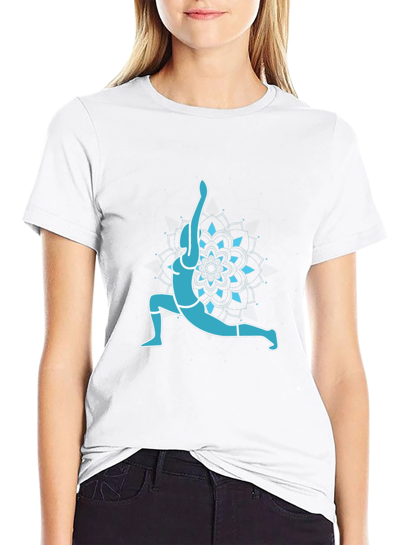 Yoga Pose Graphic Tee - Black Cotton Blend