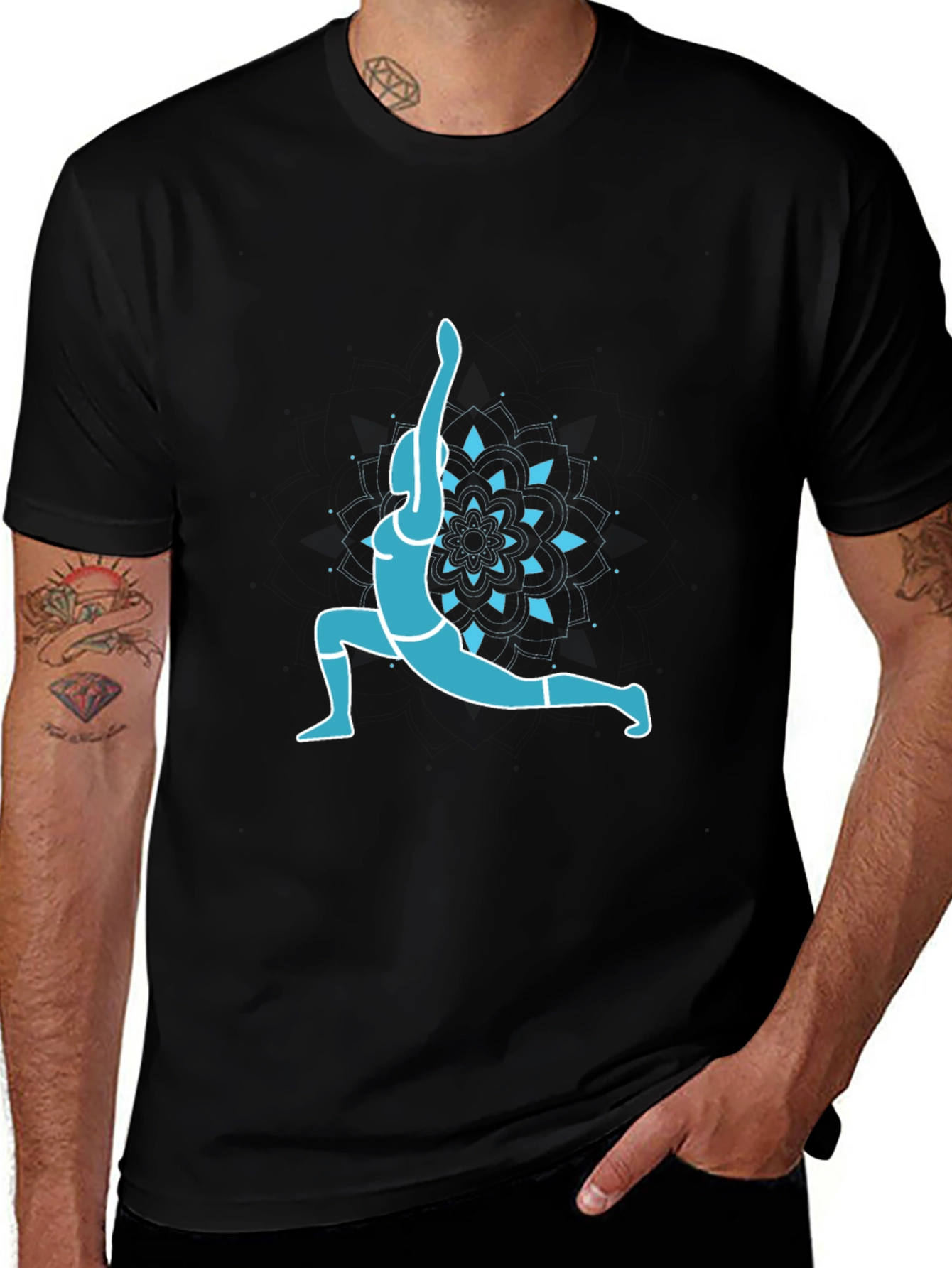 Yoga Pose Graphic Tee - Black Cotton Blend