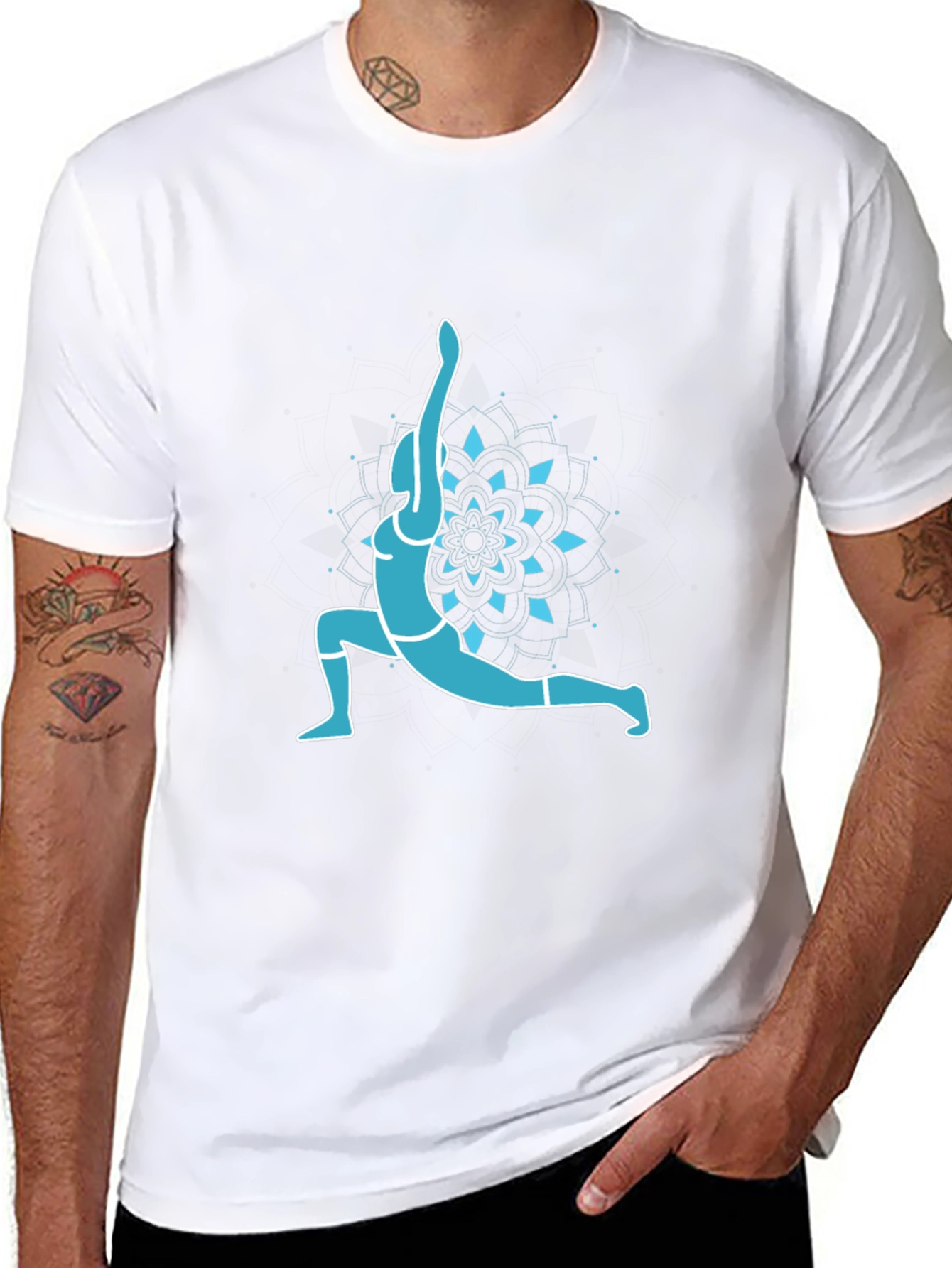 Yoga Pose Graphic Tee - Black Cotton Blend